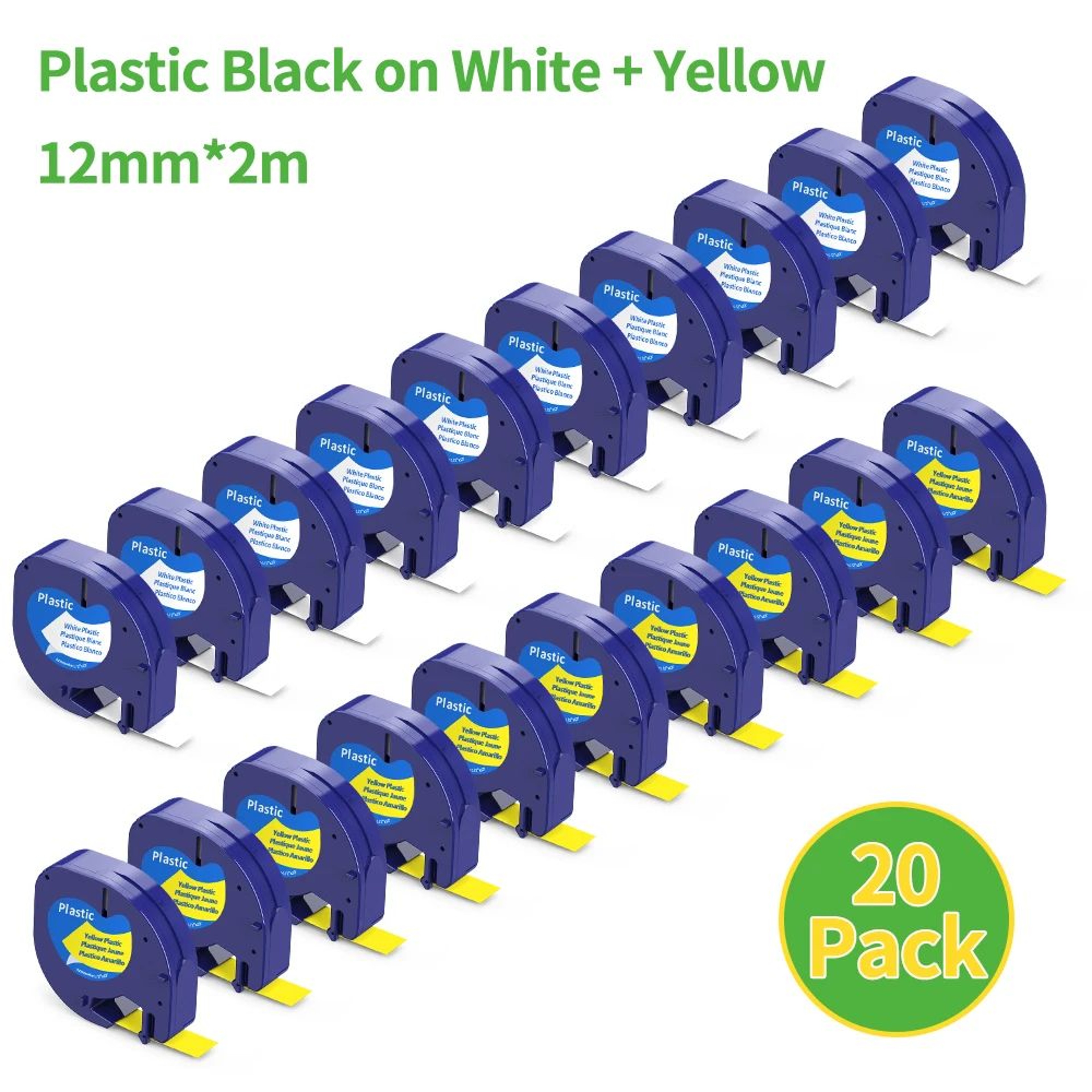 Compatible DYMO LetraTag 12mm Plastic Label Tape Refills For LT100H 200B QX50 13
