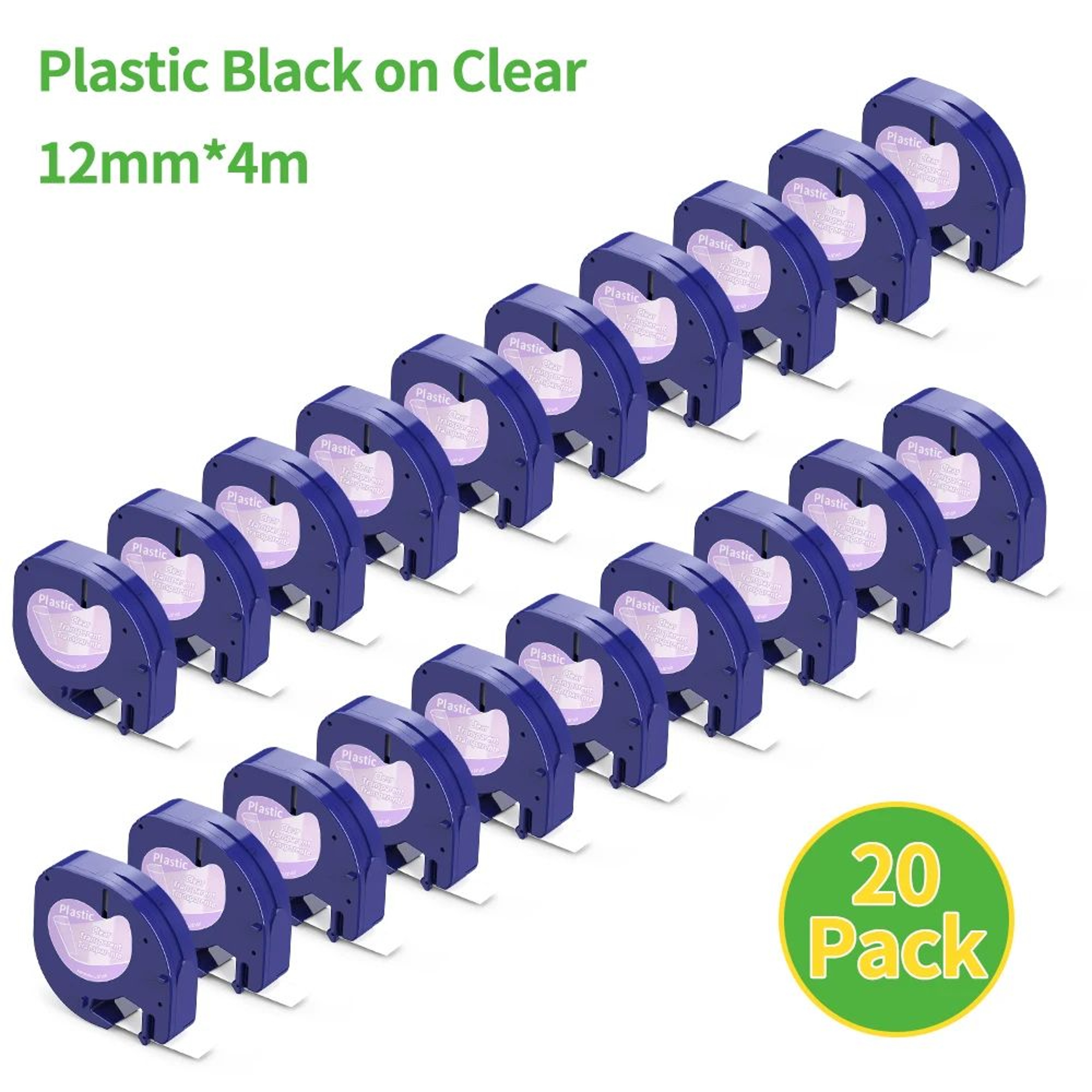 Compatible DYMO LetraTag 12mm Plastic Label Tape Refills For LT100H 200B QX50 24