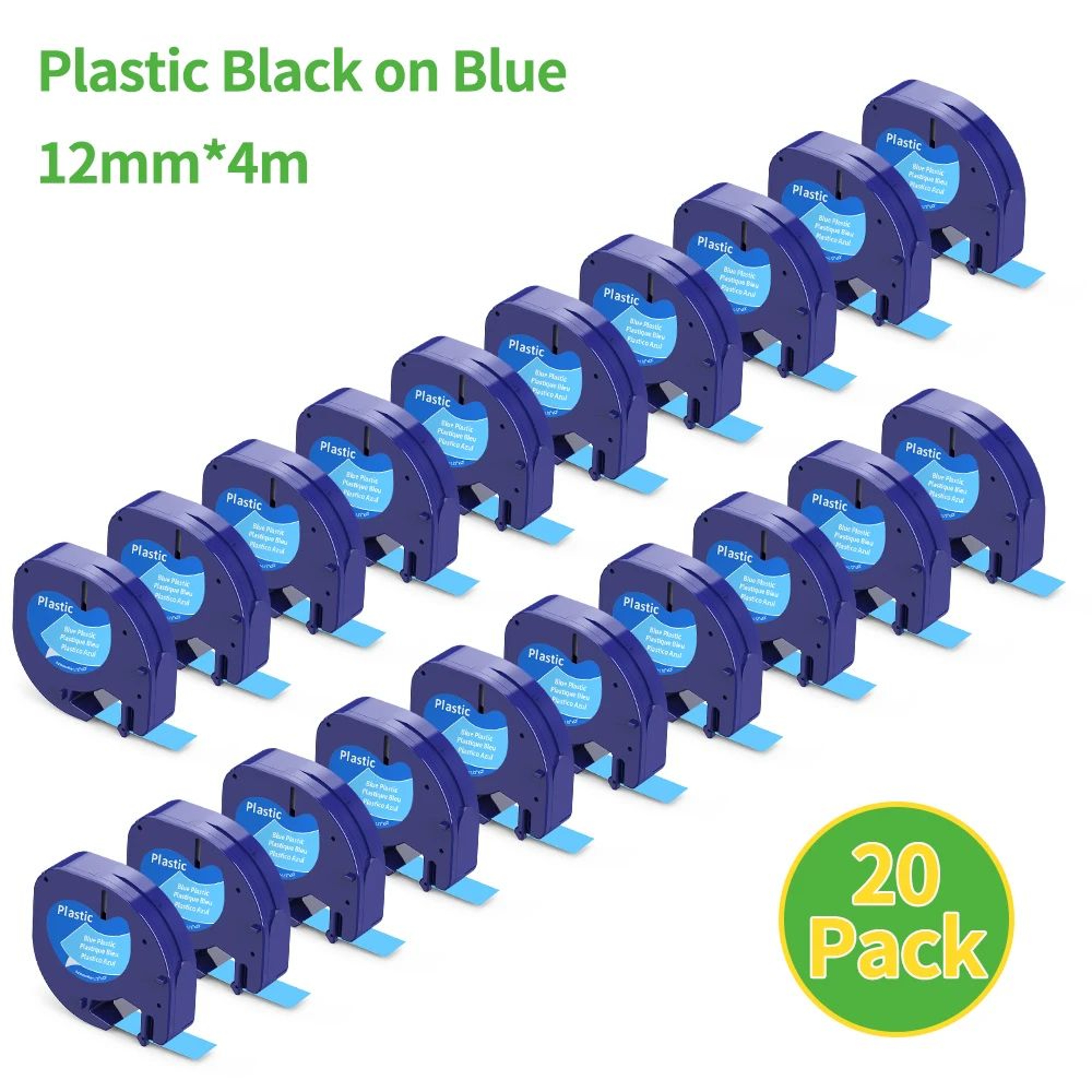 20Pack Compatible DYMO LetraTag 12mm Black On Green Label Tape Refills 13