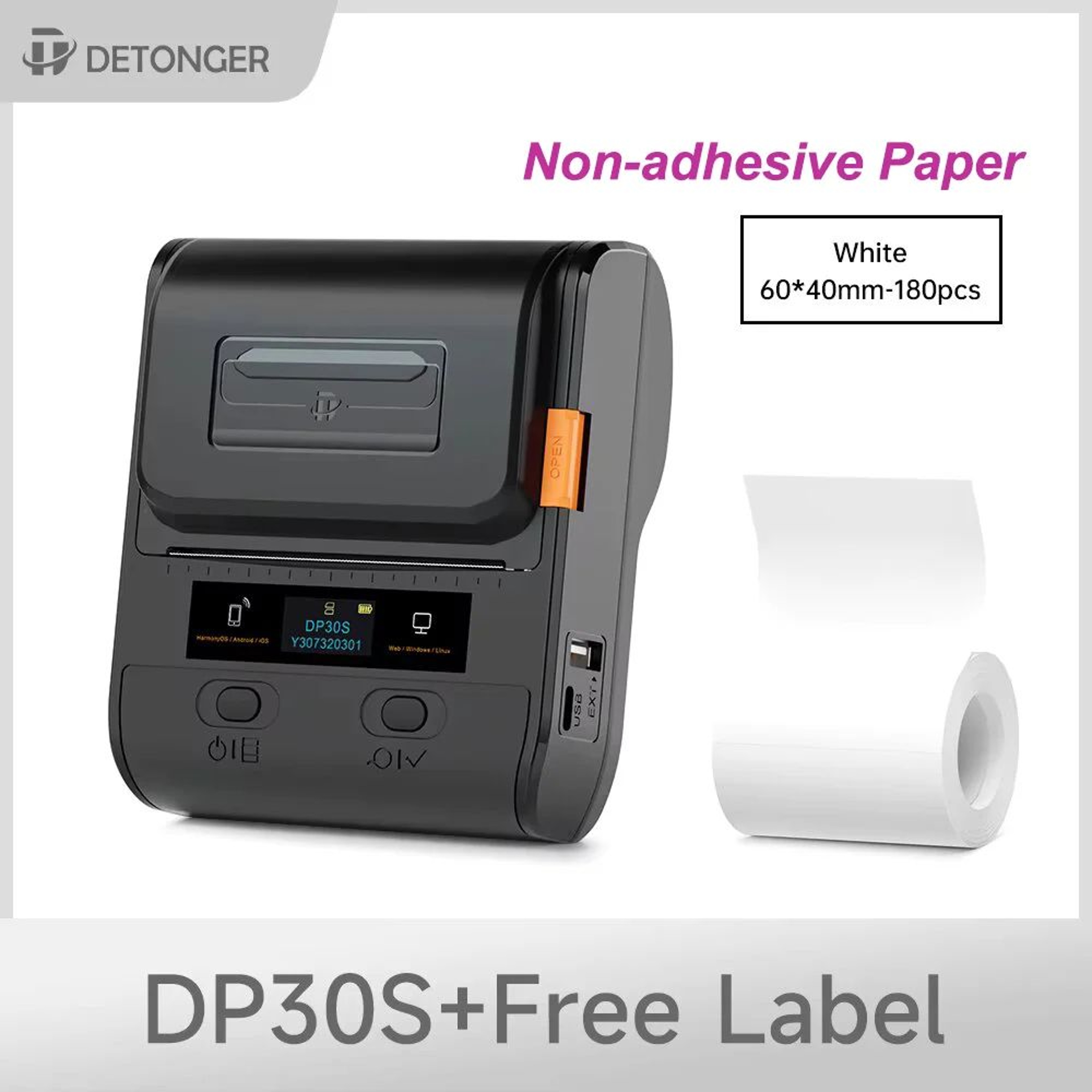 Detonger DP30S Portable Wireless Thermal Label Printer 2075mm 6