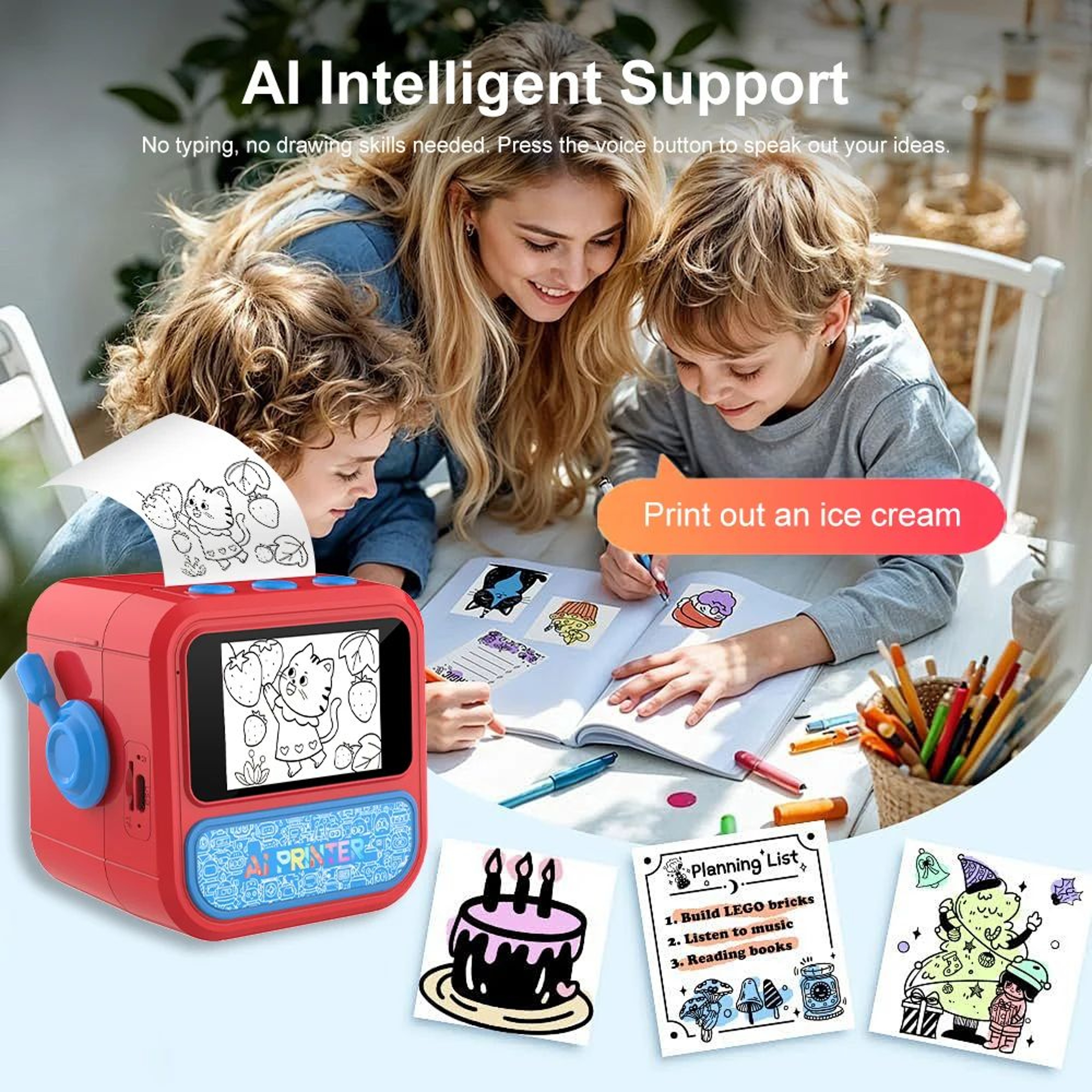 Smart AI Voice Mini Thermal Printer With Display And 6 Printing Modes 3