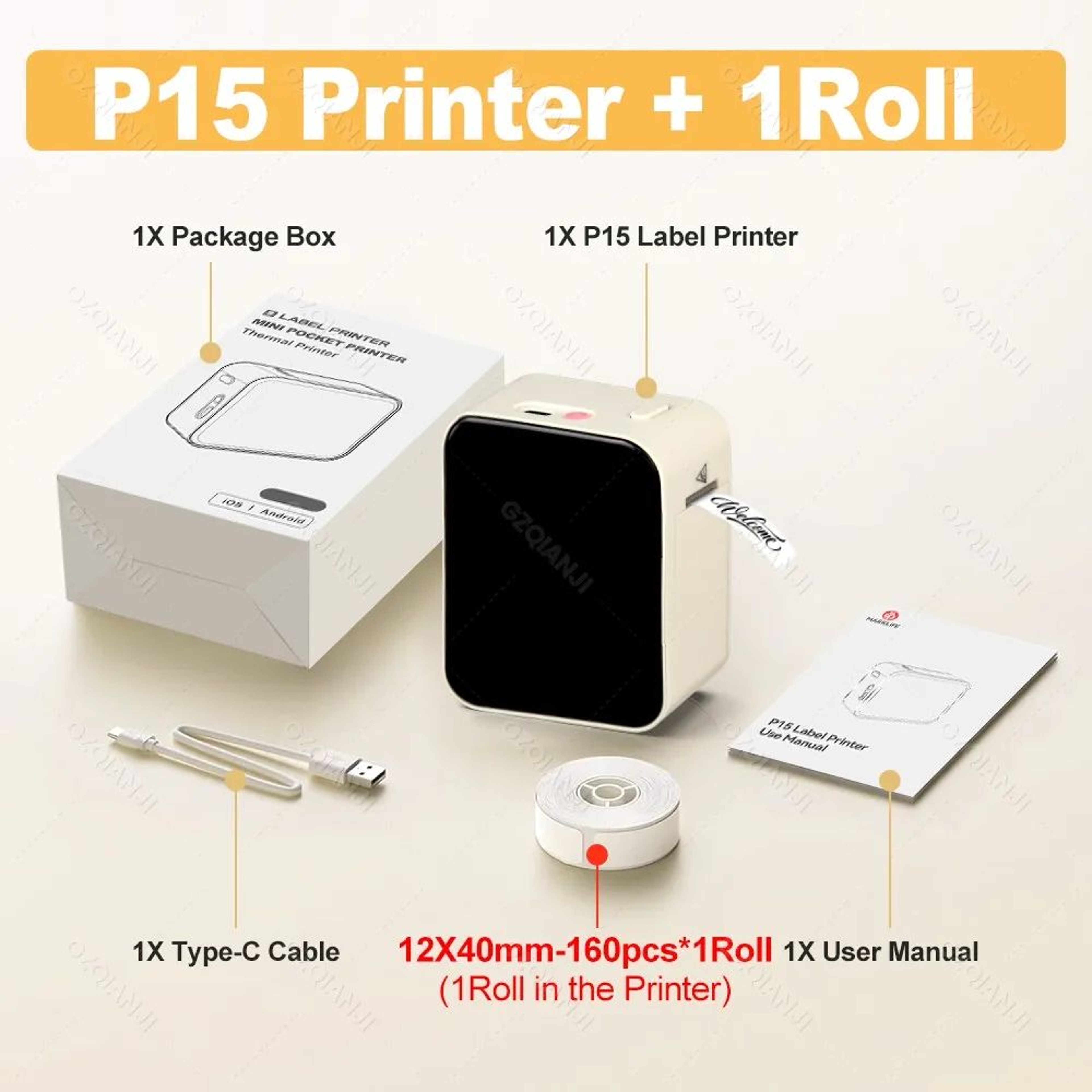 P15 Portable Bluetooth Thermal Label Printer For Home And Office Organization 9