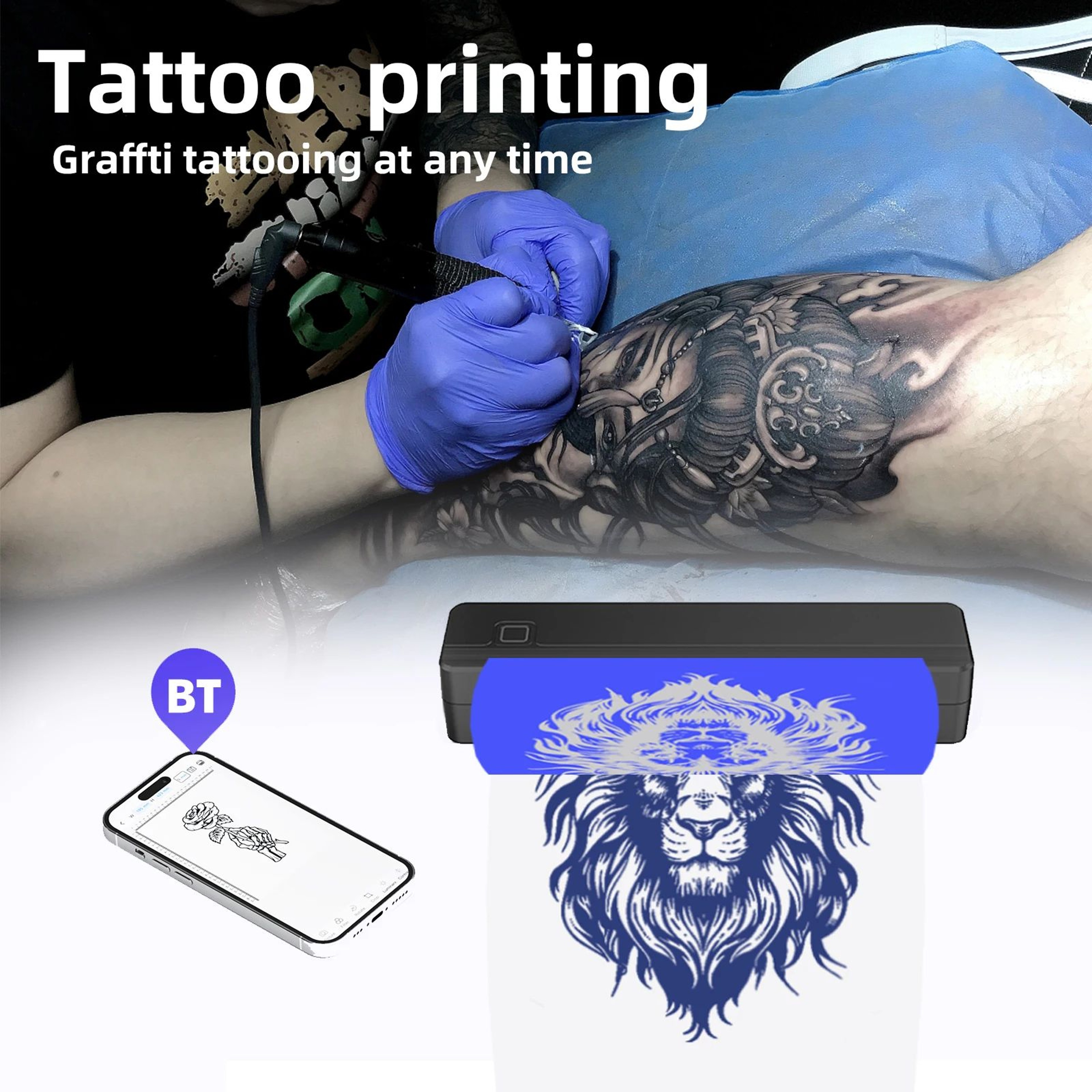 Portable A4 Wireless Bluetooth Tattoo Stencil Thermal Printer For Android IPhone Windows And Mac 3