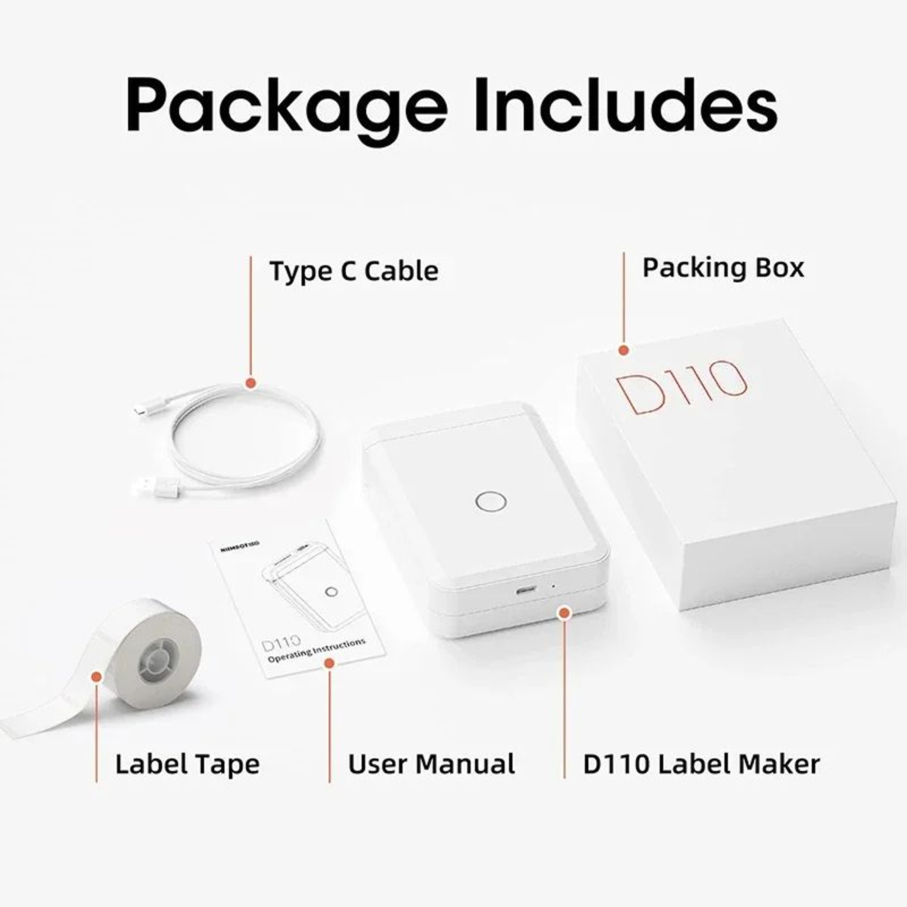 Portable Mini Bluetooth Thermal Label Printer D110 Inkless Sticker Maker 5