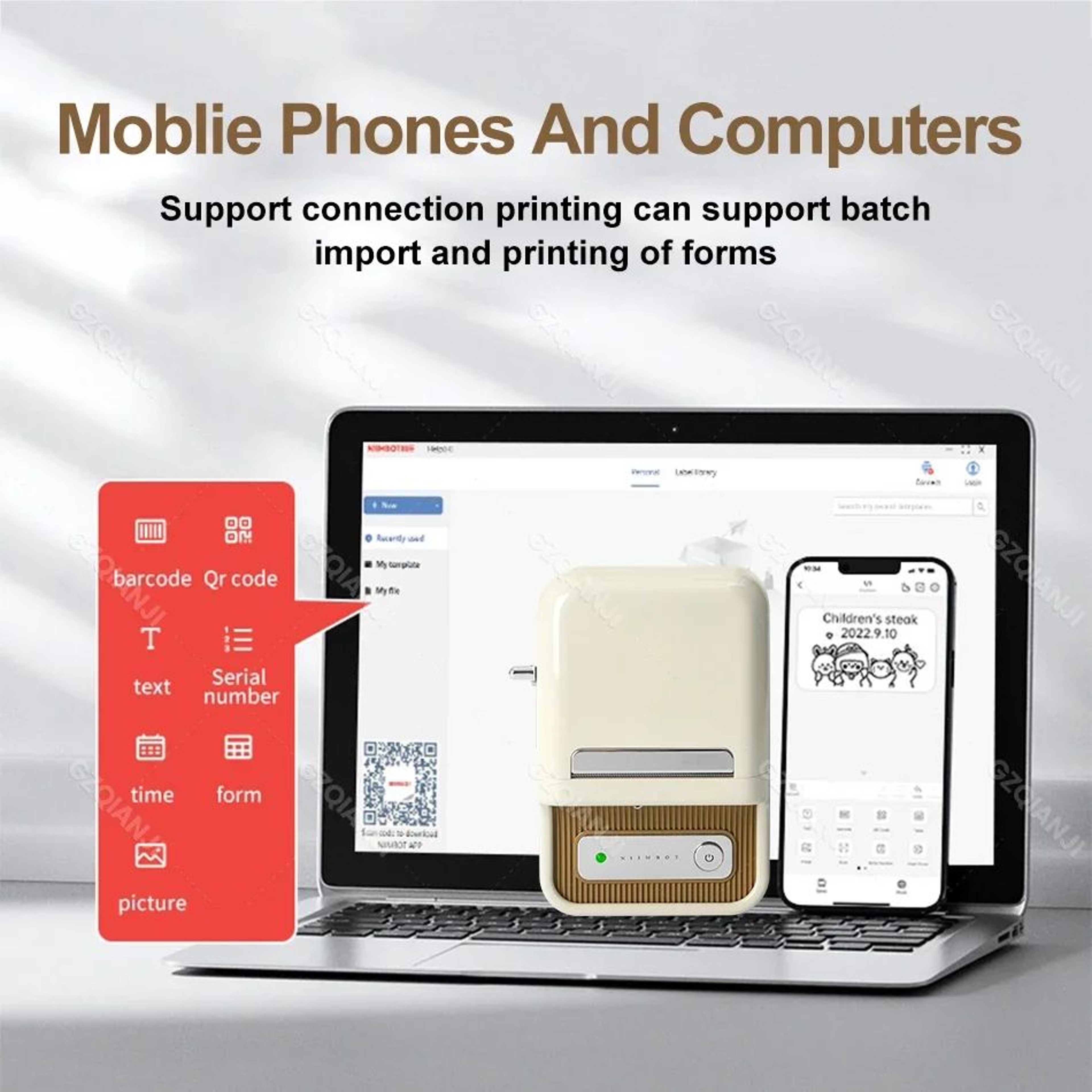 Portable Bluetooth Thermal Label Printer For Barcode And Custom Sticker Printing 1