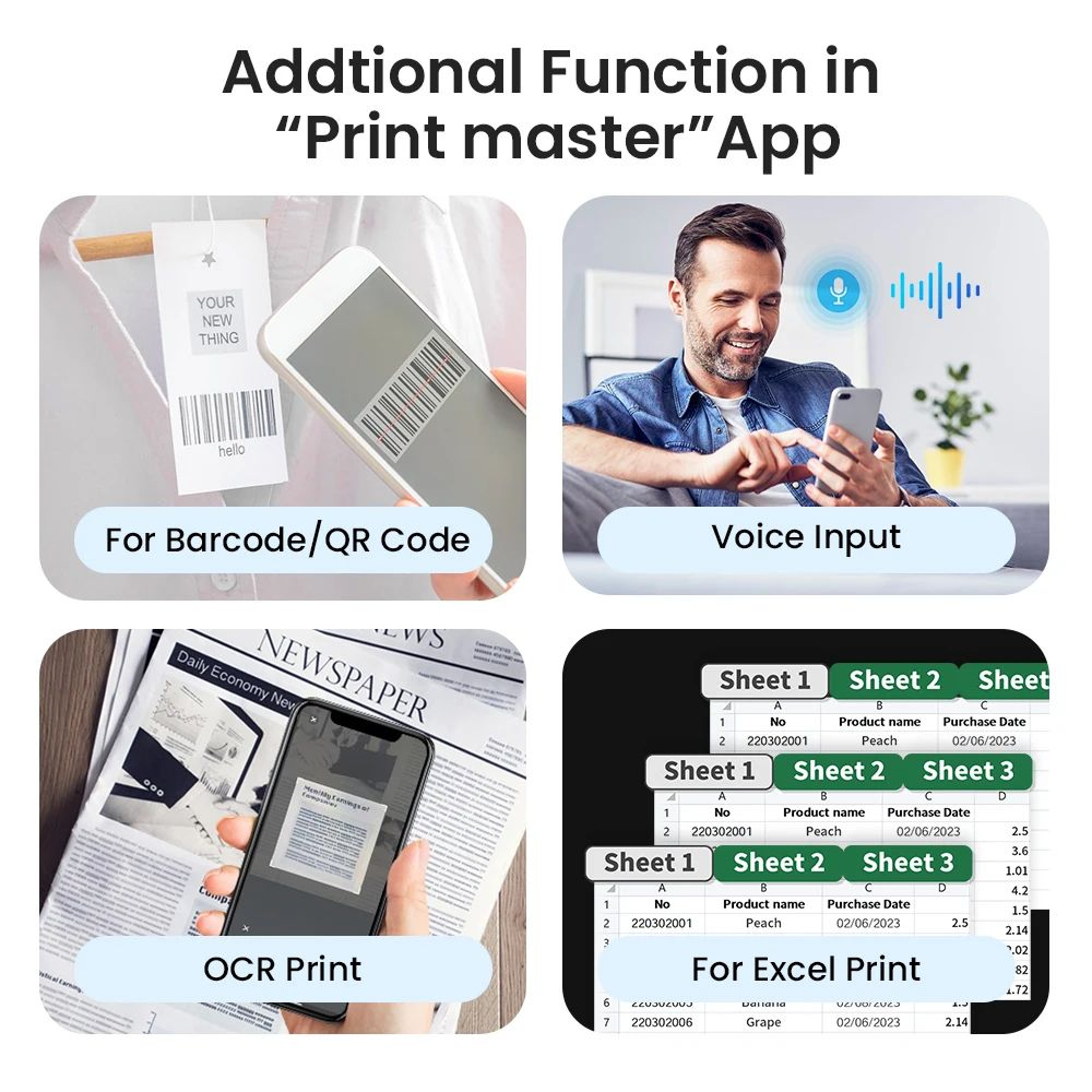 Portable Bluetooth Thermal Label Printer 2050mm Wireless Sticker Maker 4