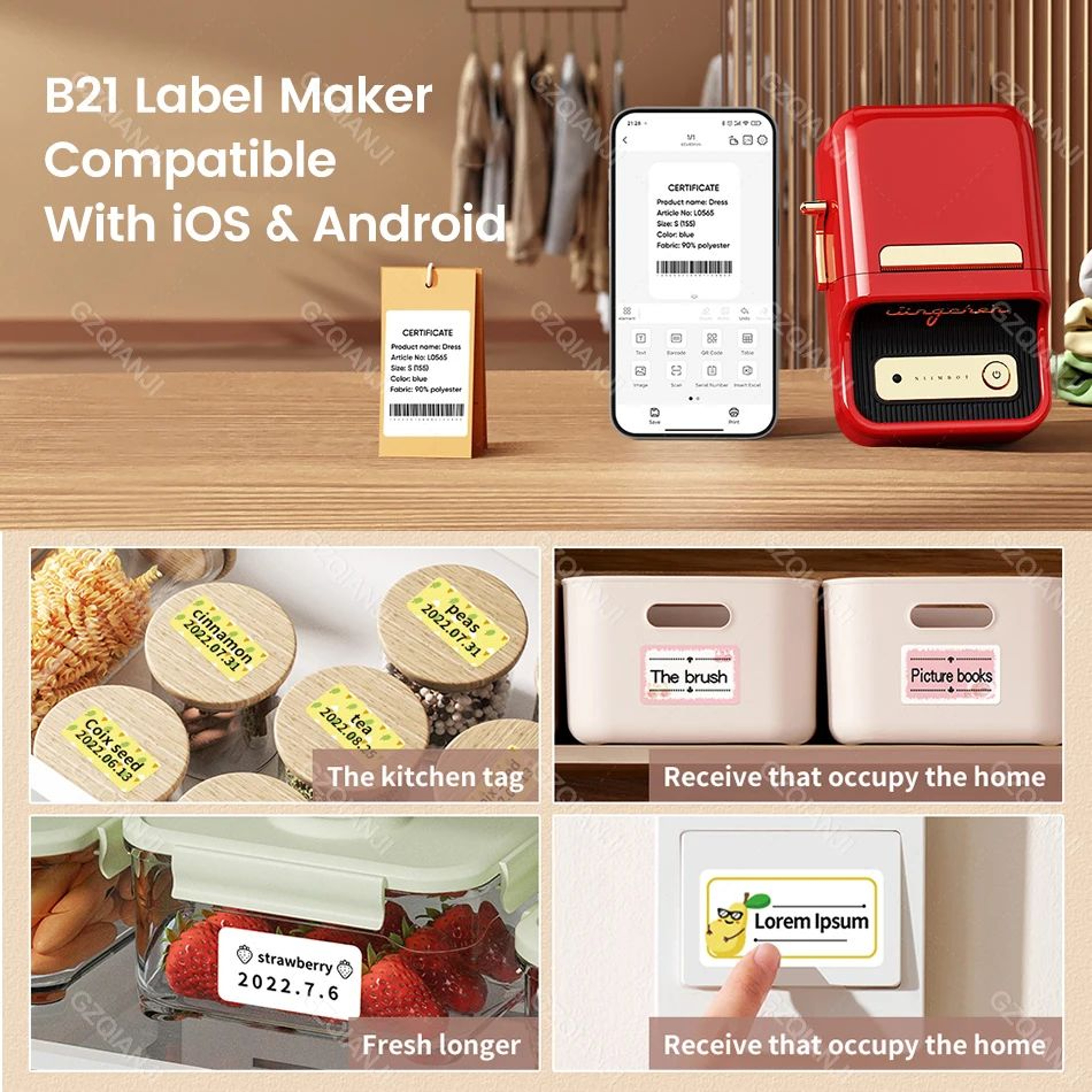 B21 Portable Bluetooth Thermal Label Printer For Barcode And Price Tag Printing 0