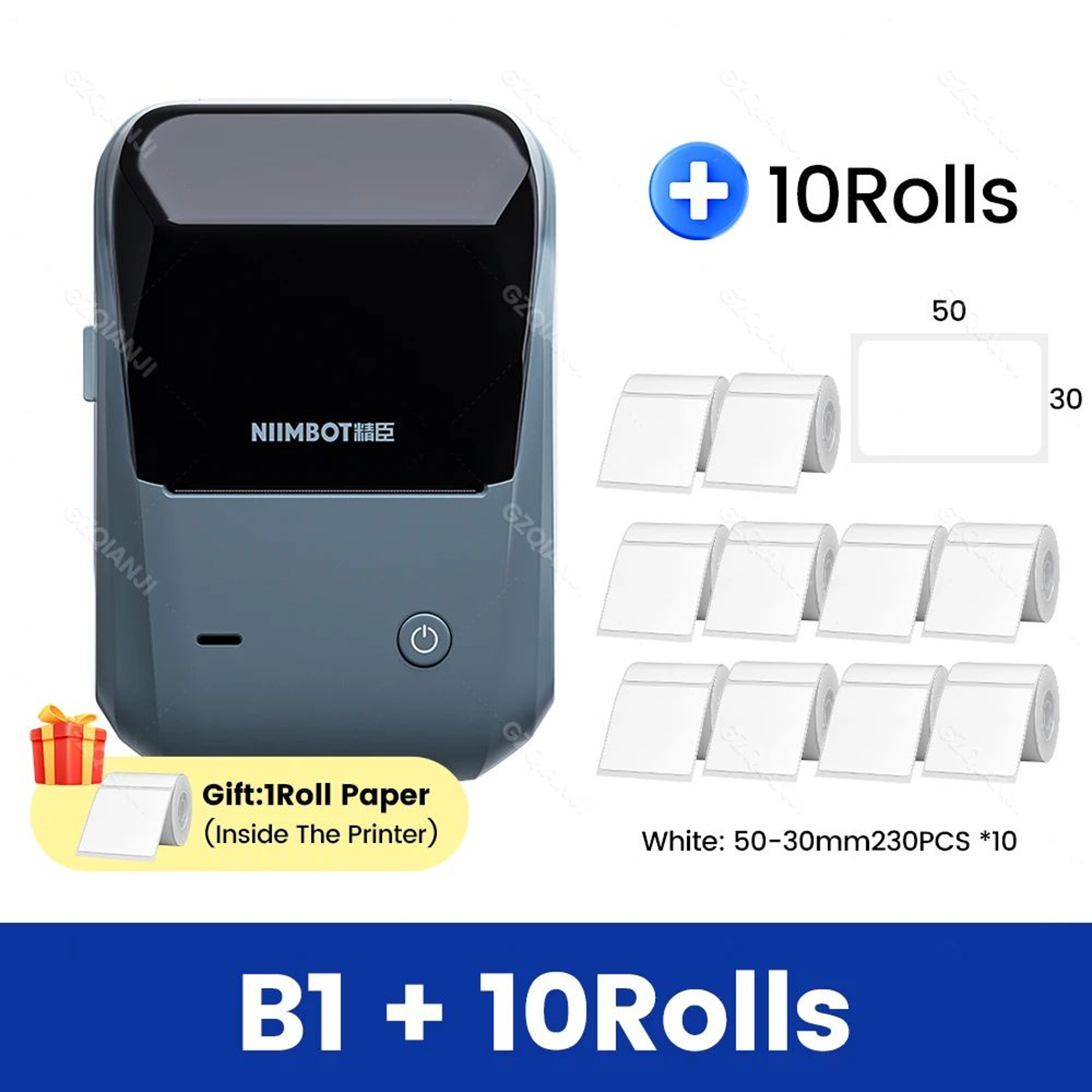 Portable Bluetooth Thermal Label Printer With 10 Rolls Of White Label Paper 9