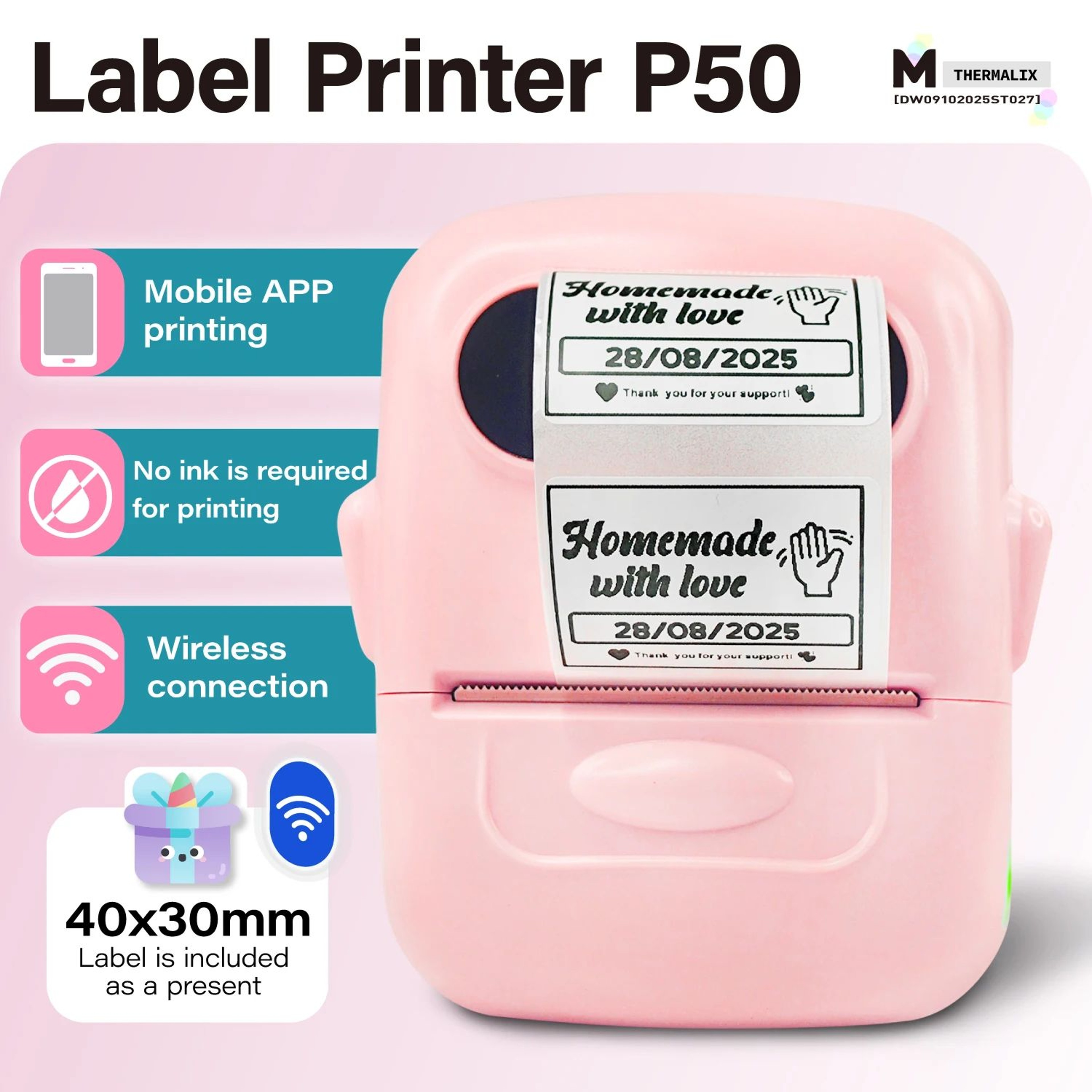 Portable Wireless Thermal Label Printer For Home And Office Organization 0