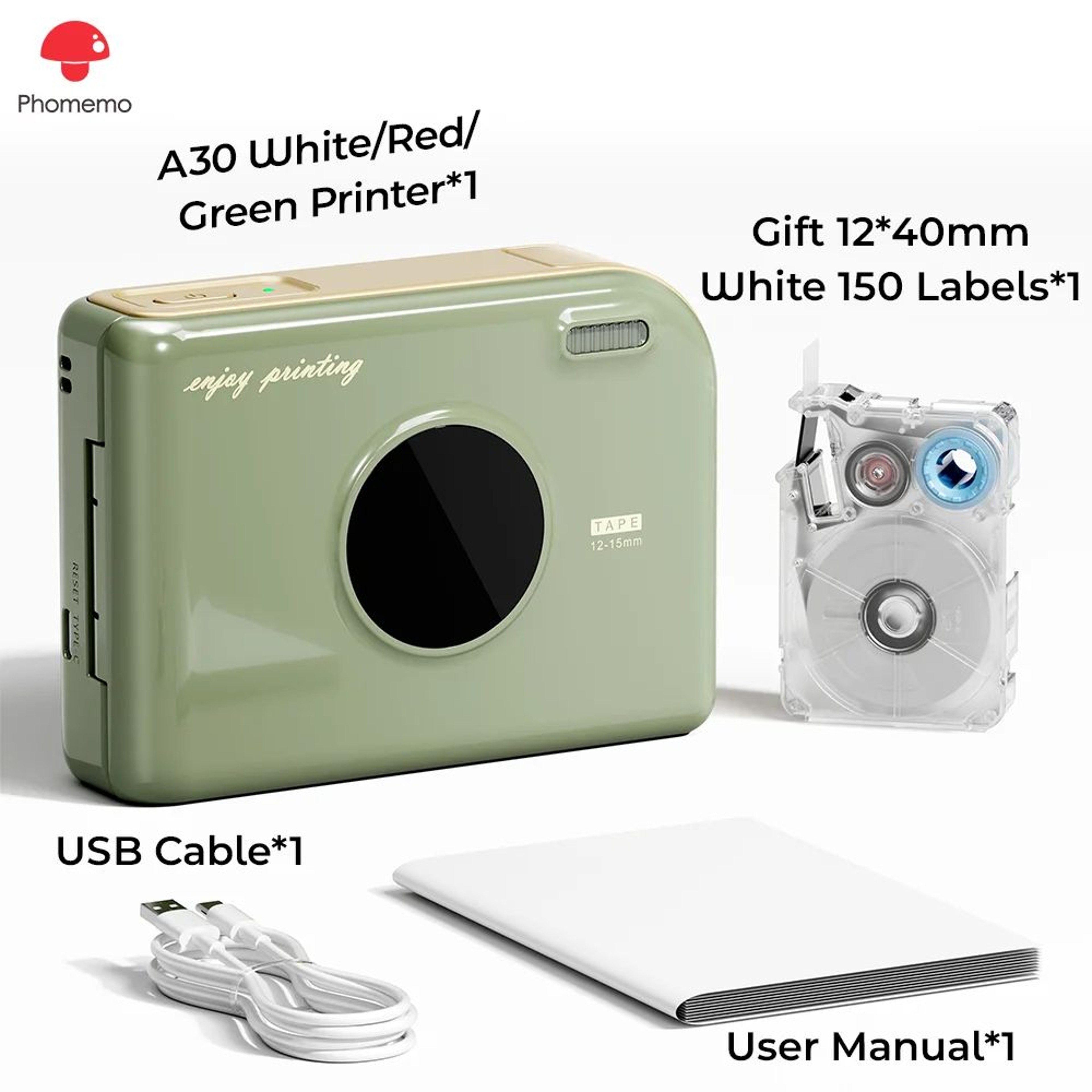 Portable Bluetooth Label Printer A30 Rechargeable 12mm Inkless Label Maker For Home And Office 6