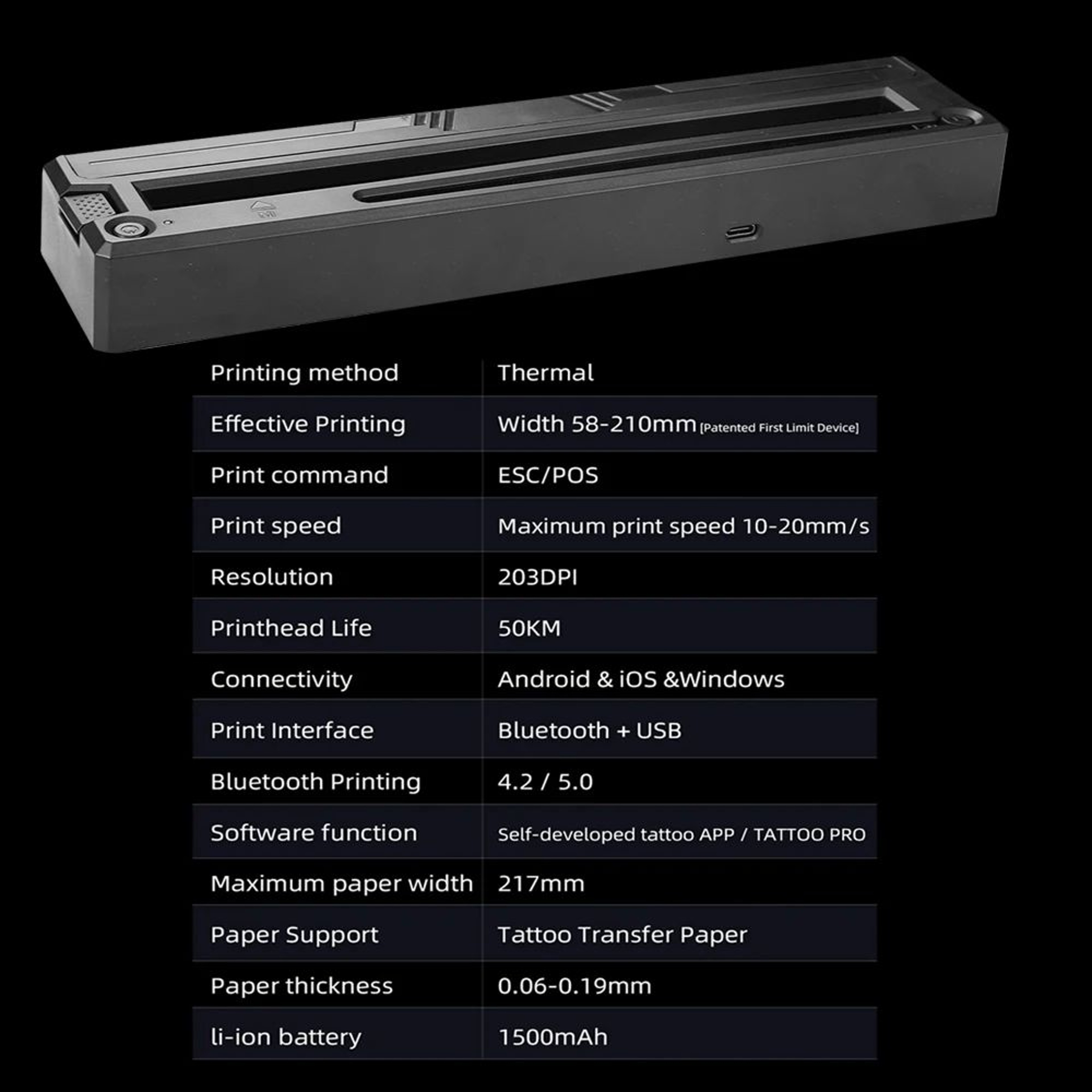 Wireless Bluetooth Tattoo Stencil Printer With Thermal Transfer And 10 Transfer Papers 5