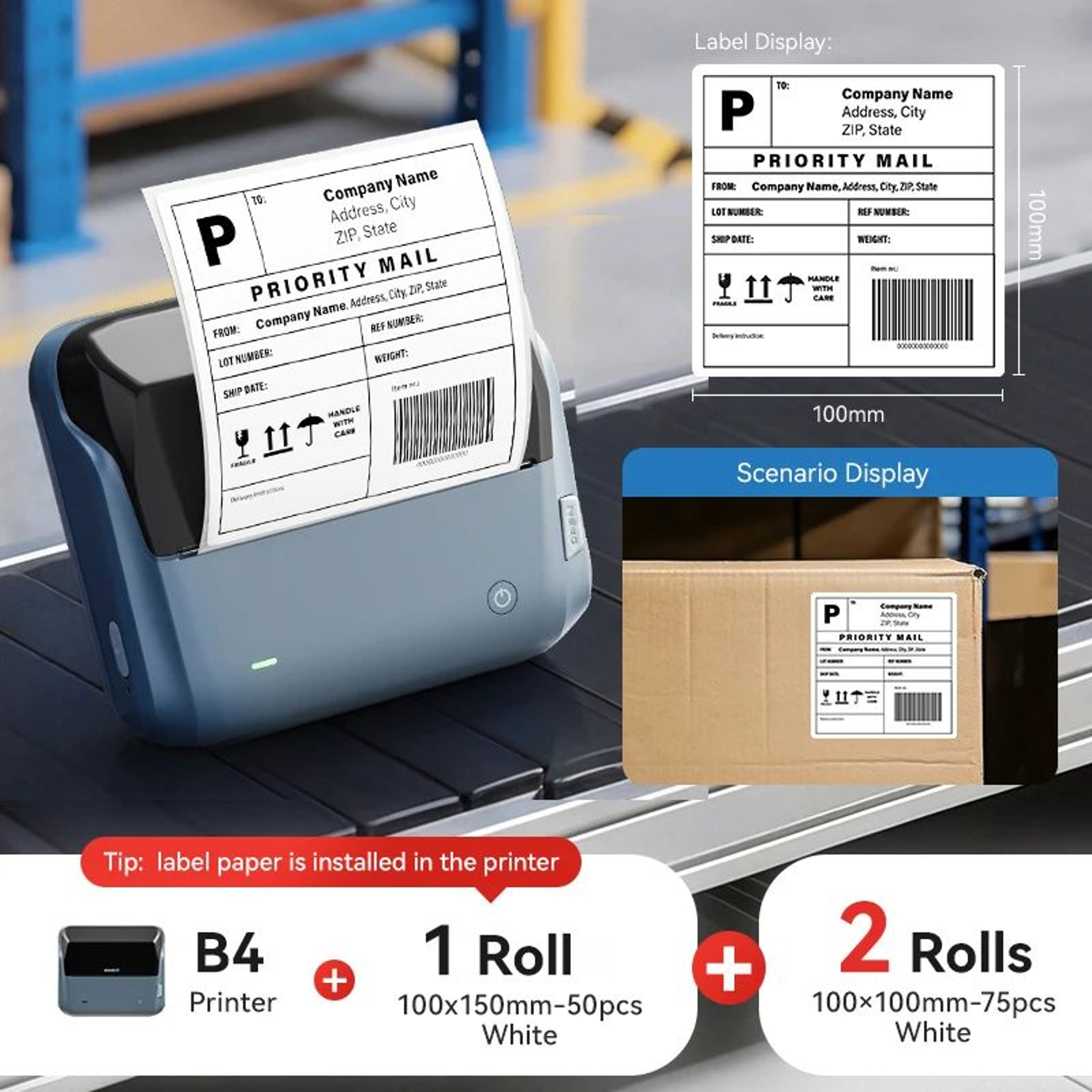 B4 Wide Format Thermal Label Printer For Shipping Barcode And Business Labels 8
