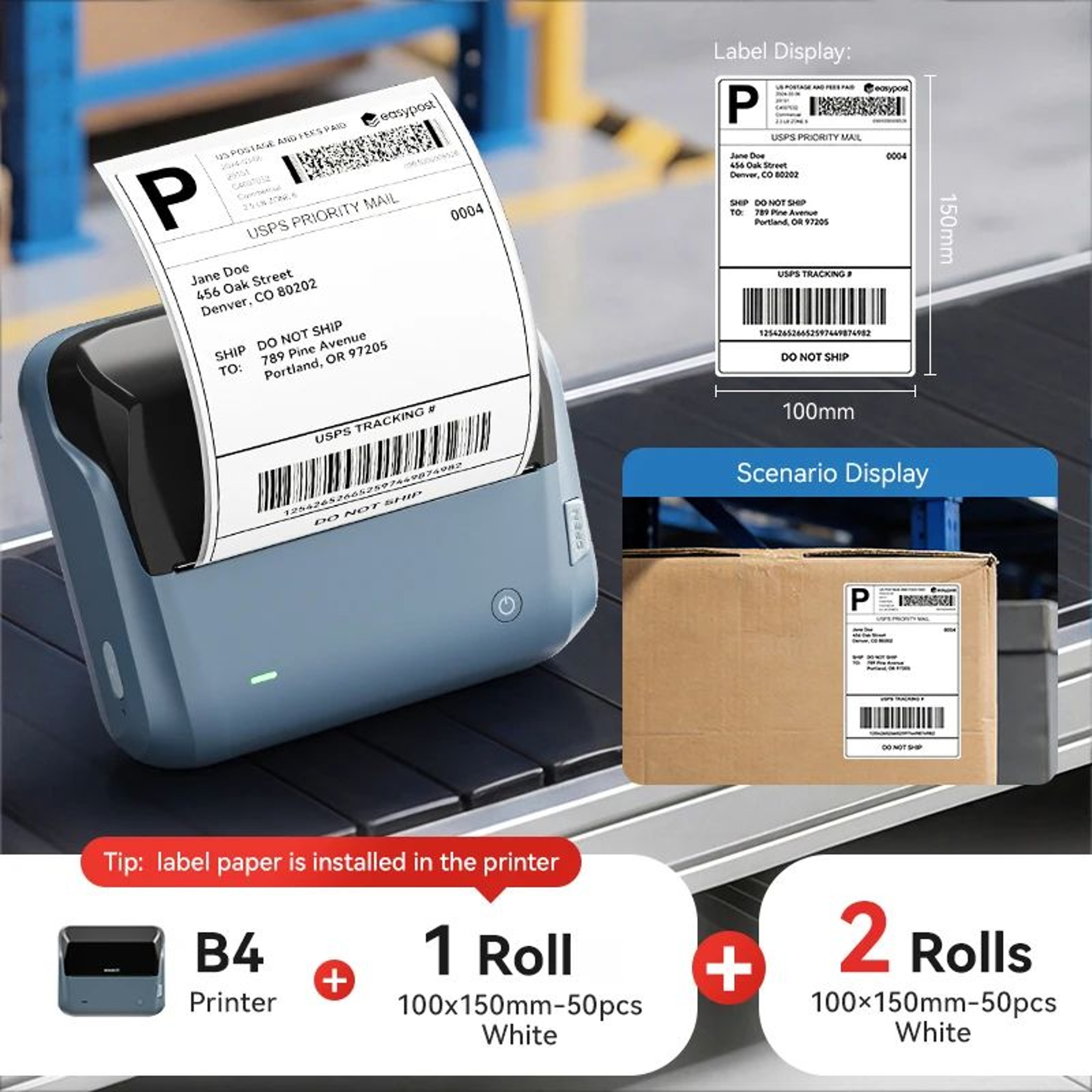 B4 Wide Format Thermal Label Printer For Shipping Barcode And Business Labels 10