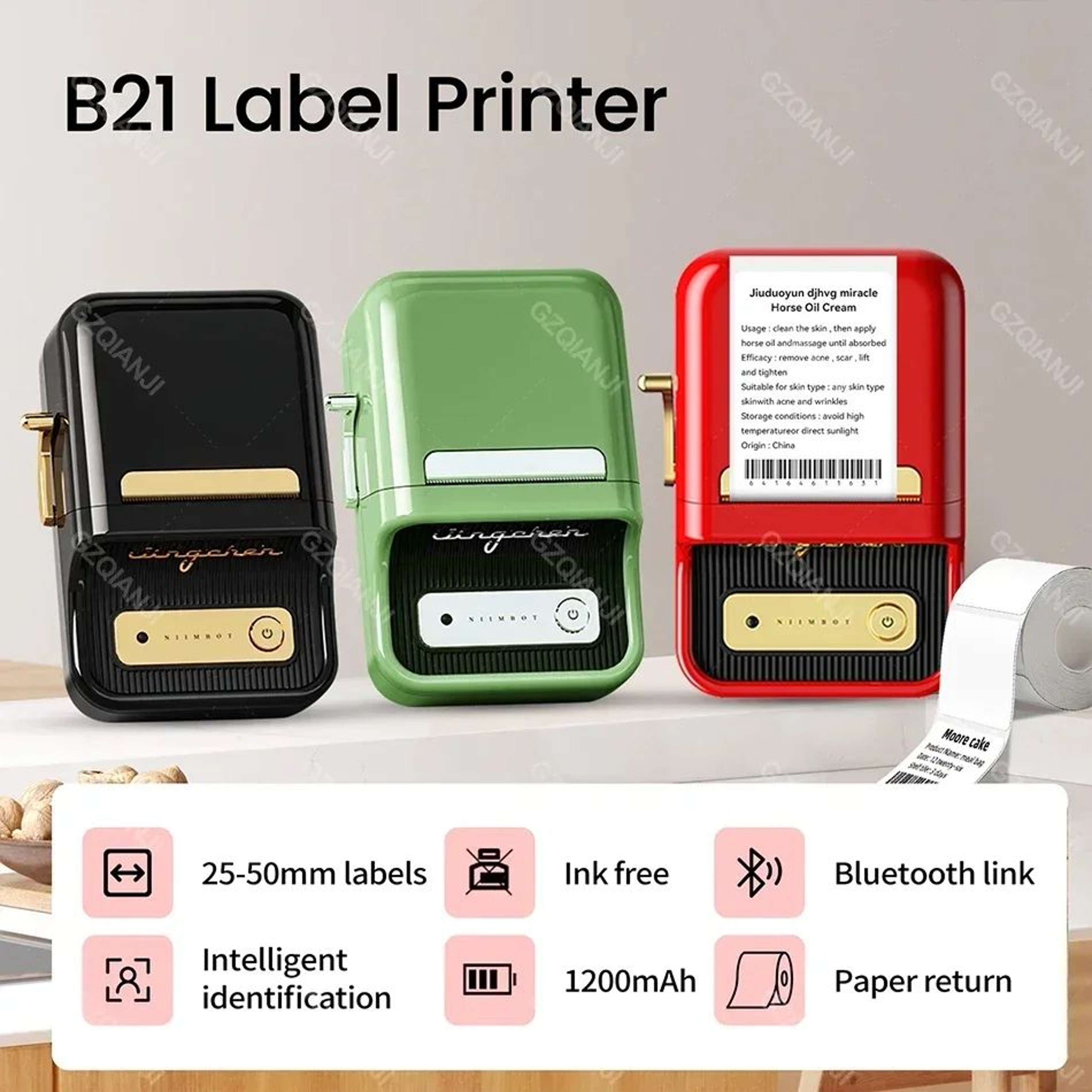 B1B21 Mini Bluetooth Thermal Label Printer For Barcode And Sticker Printing 0