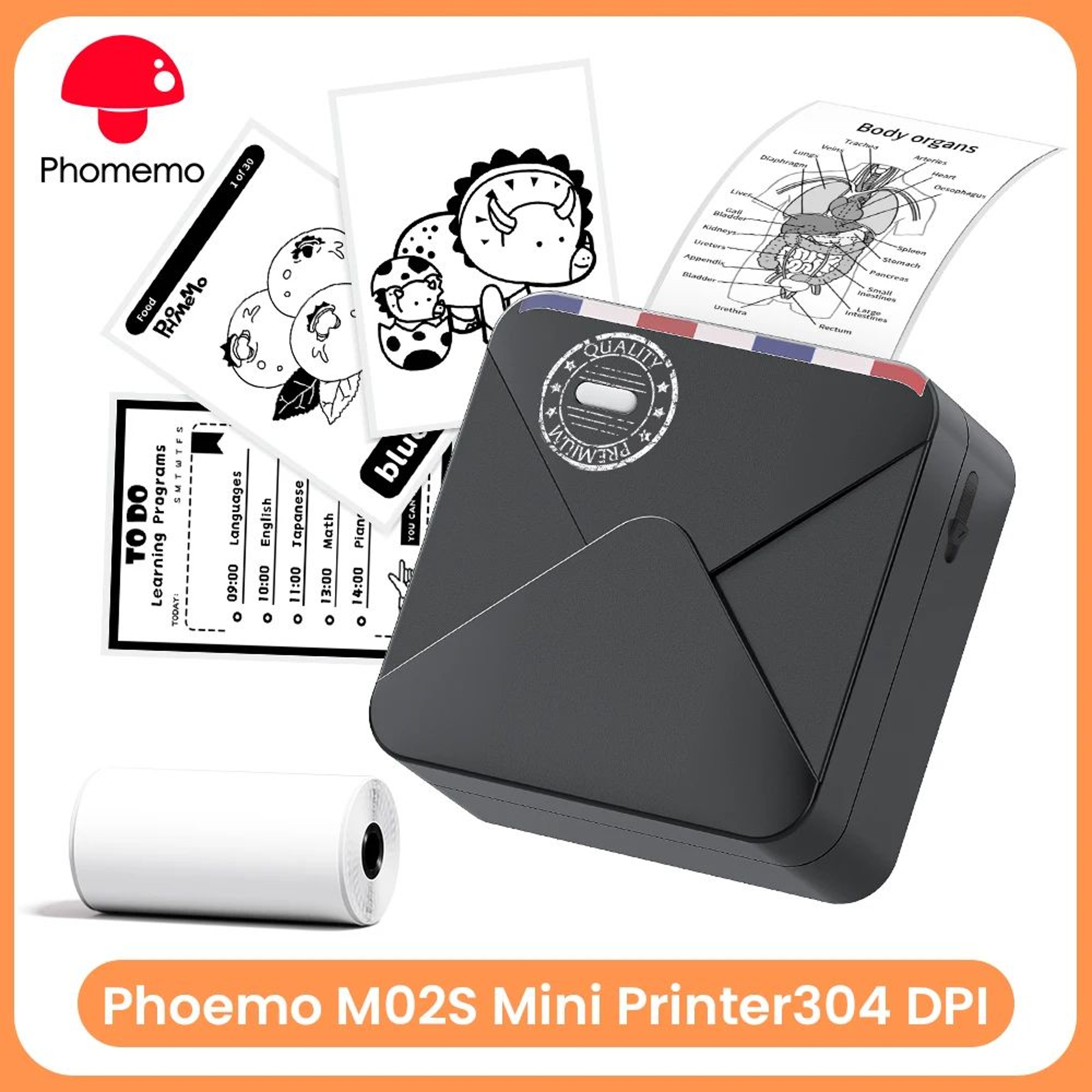 Portable Mini Thermal Printer 300 DPI Inkless Pocket Printer With Bluetooth And SelfAdhesive Paper 6