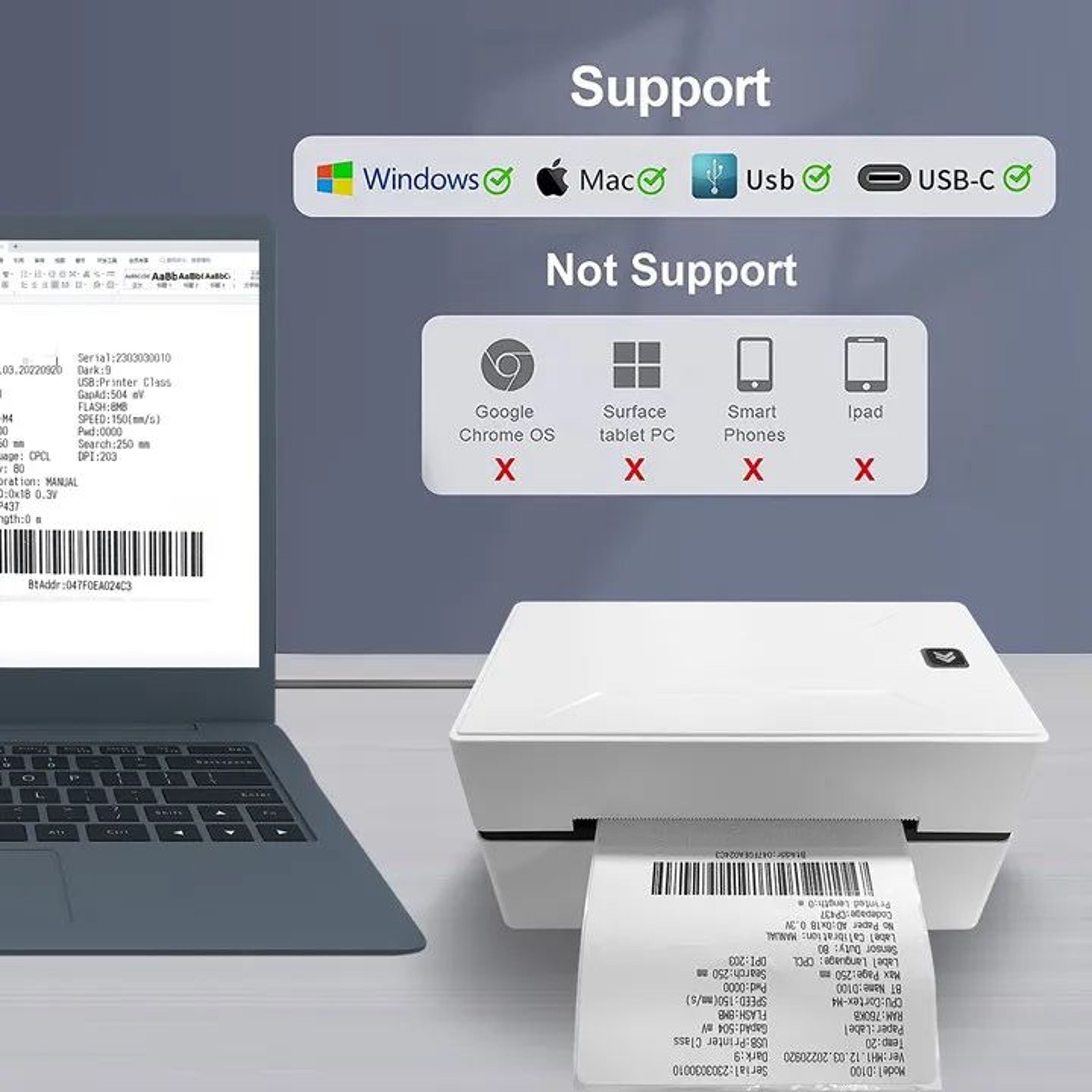 Portable Bluetooth 4x6 Inch Thermal Shipping Label Printer For Small Business 2