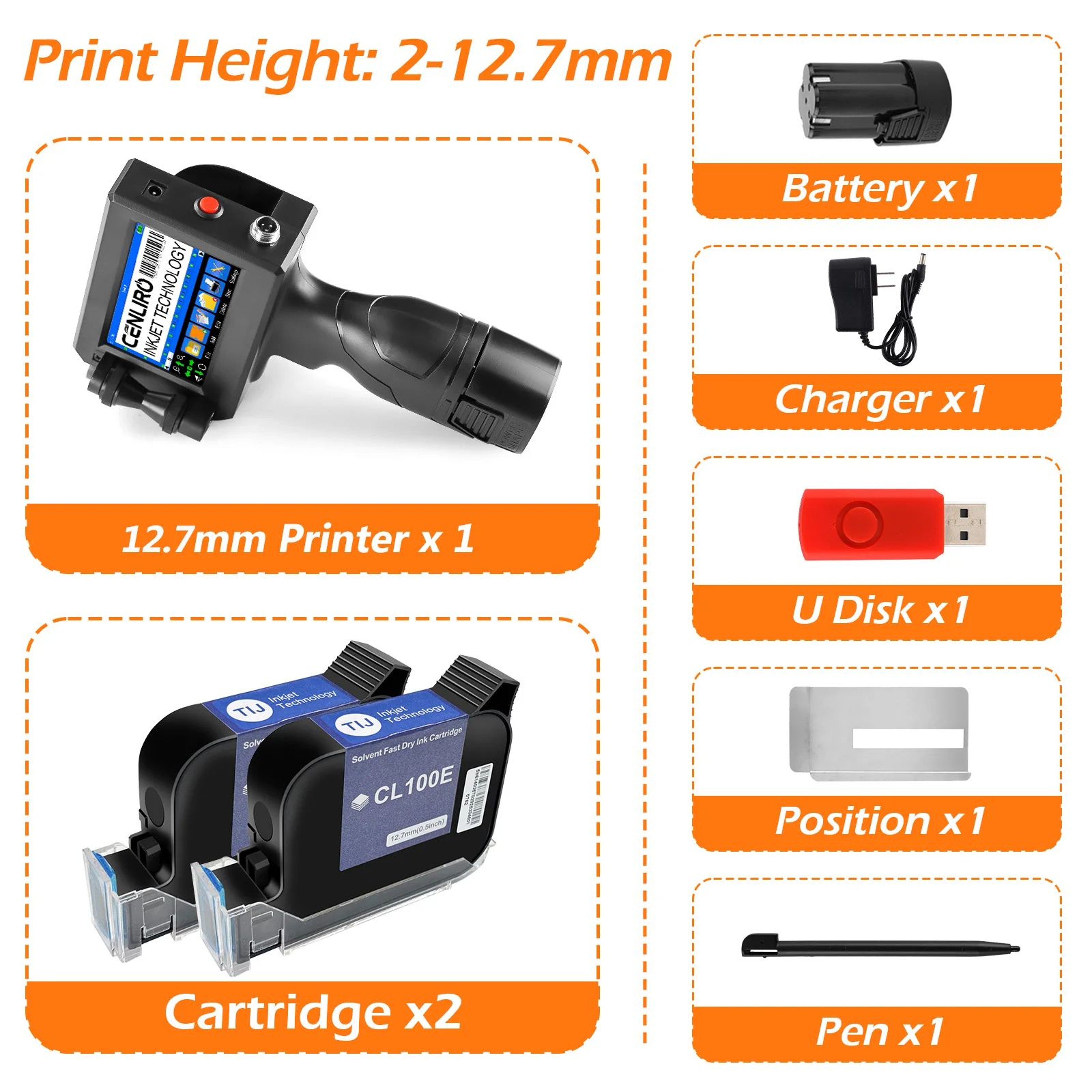 127mm Handheld Inkjet Printer Portable Batch Code Expiry Date And QR Code Printing Machine 11