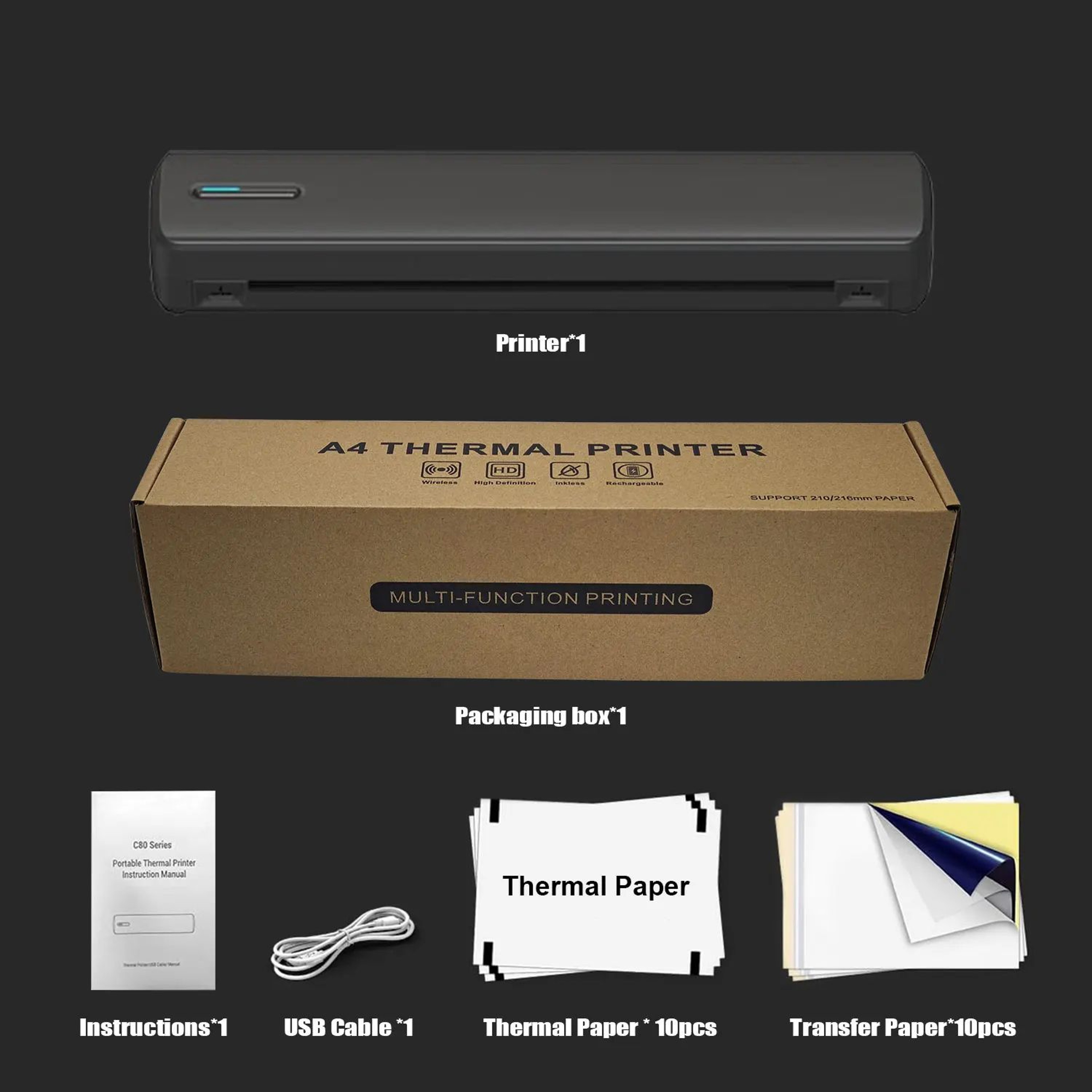 Portable A4 Wireless Thermal Tattoo Stencil Printer With 1500mAh Rechargeable Battery 7