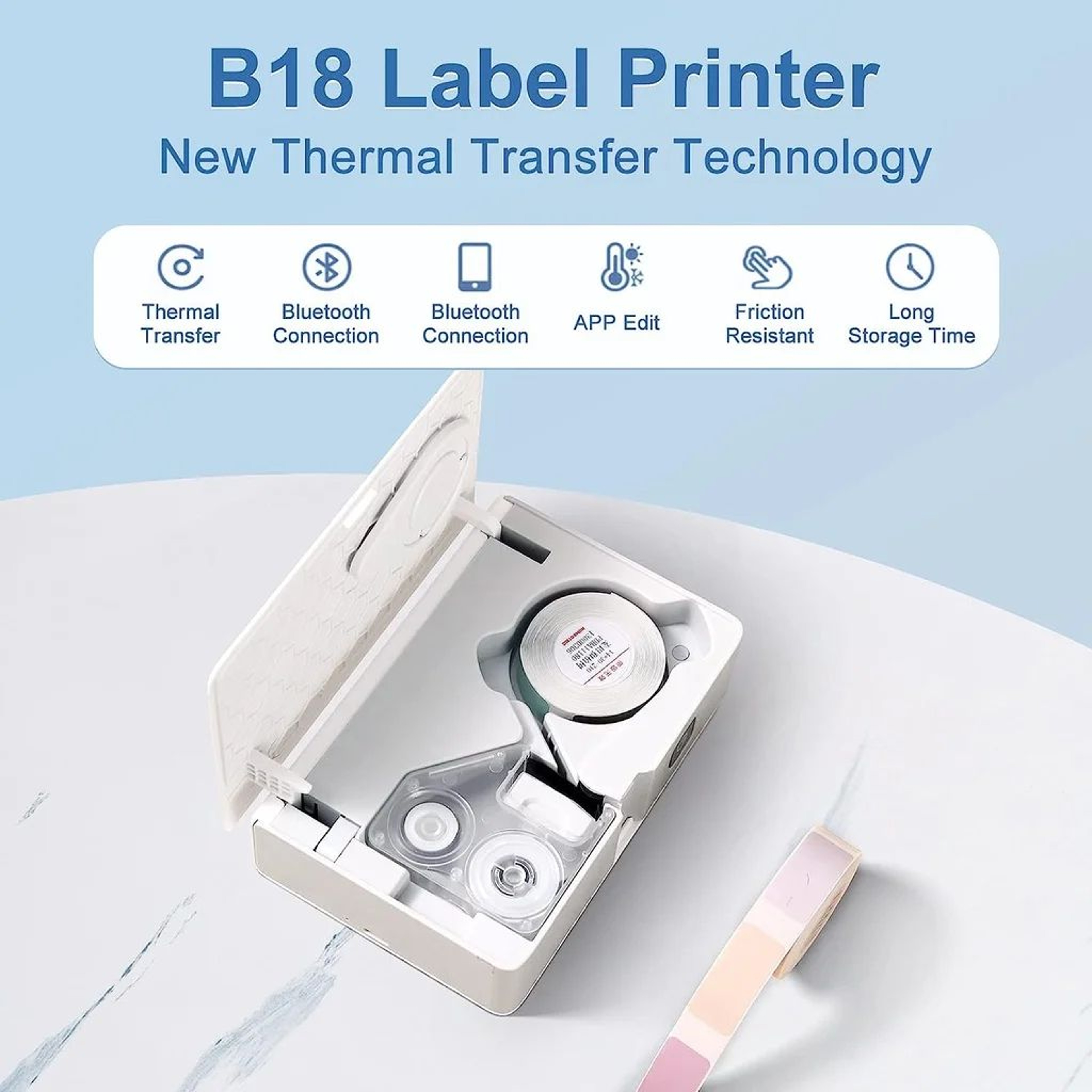 14 X 30mm FadeResistant Color Thermal Transfer Label Tape For B18 Label Printer 3
