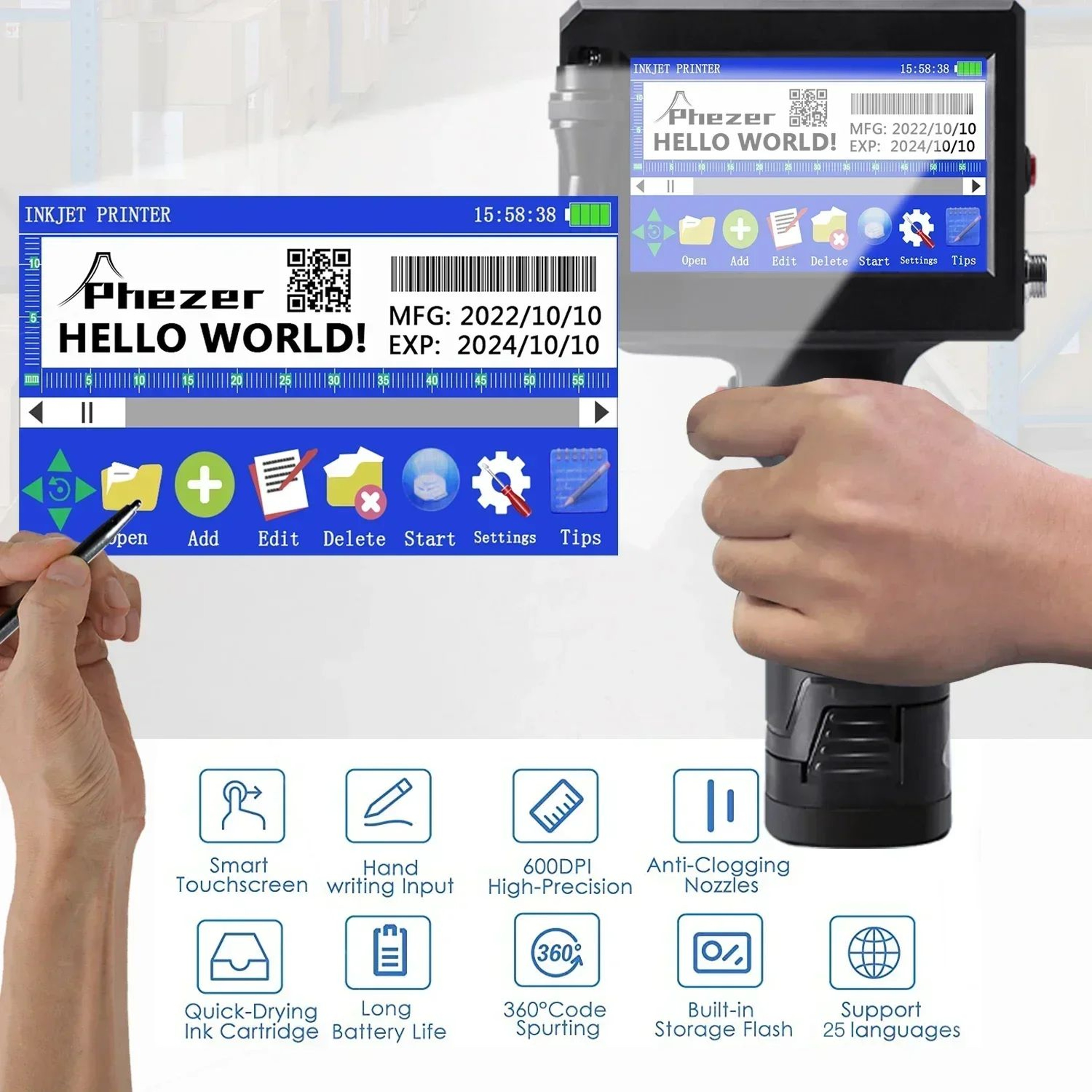Handheld Inkjet Printer For Expiry Dates Batch Codes QR Codes And Barcodes 4