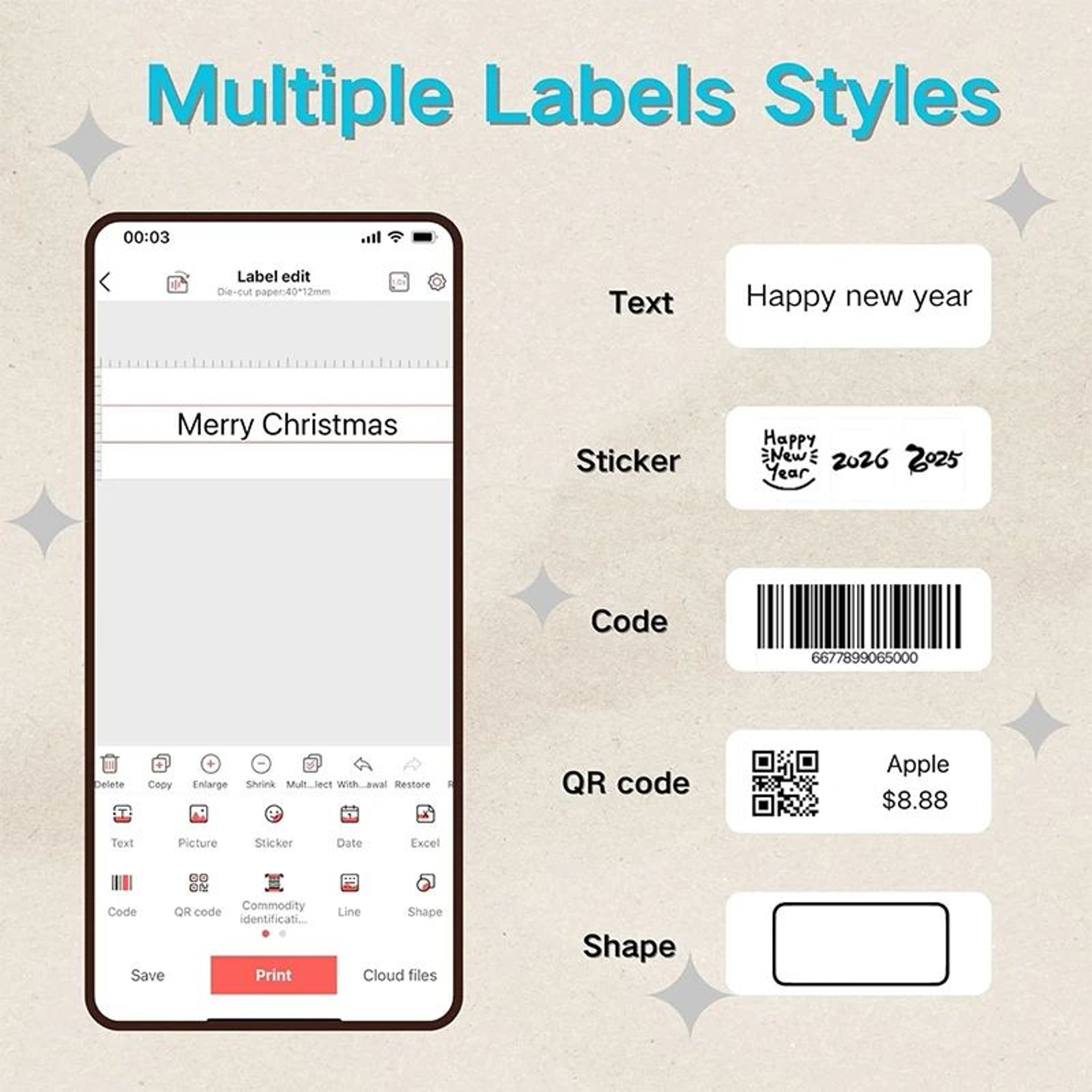 P15 Mini Bluetooth Thermal Label Printer With Wireless Sticker Printing And 3 Rolls Of Label Paper 4