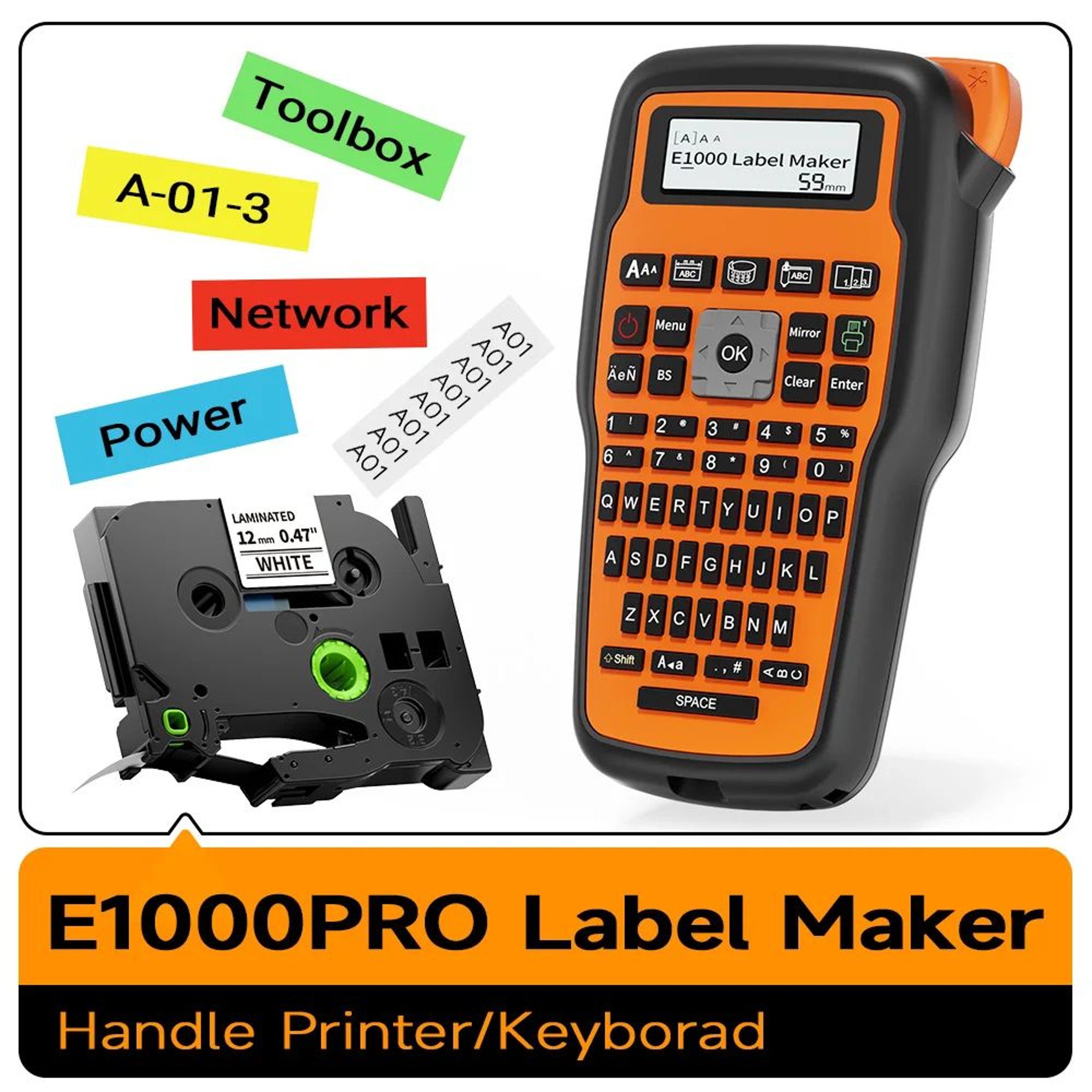 E1000 PRO Portable Label Maker Machine With USBC Power And Custom Fonts 0