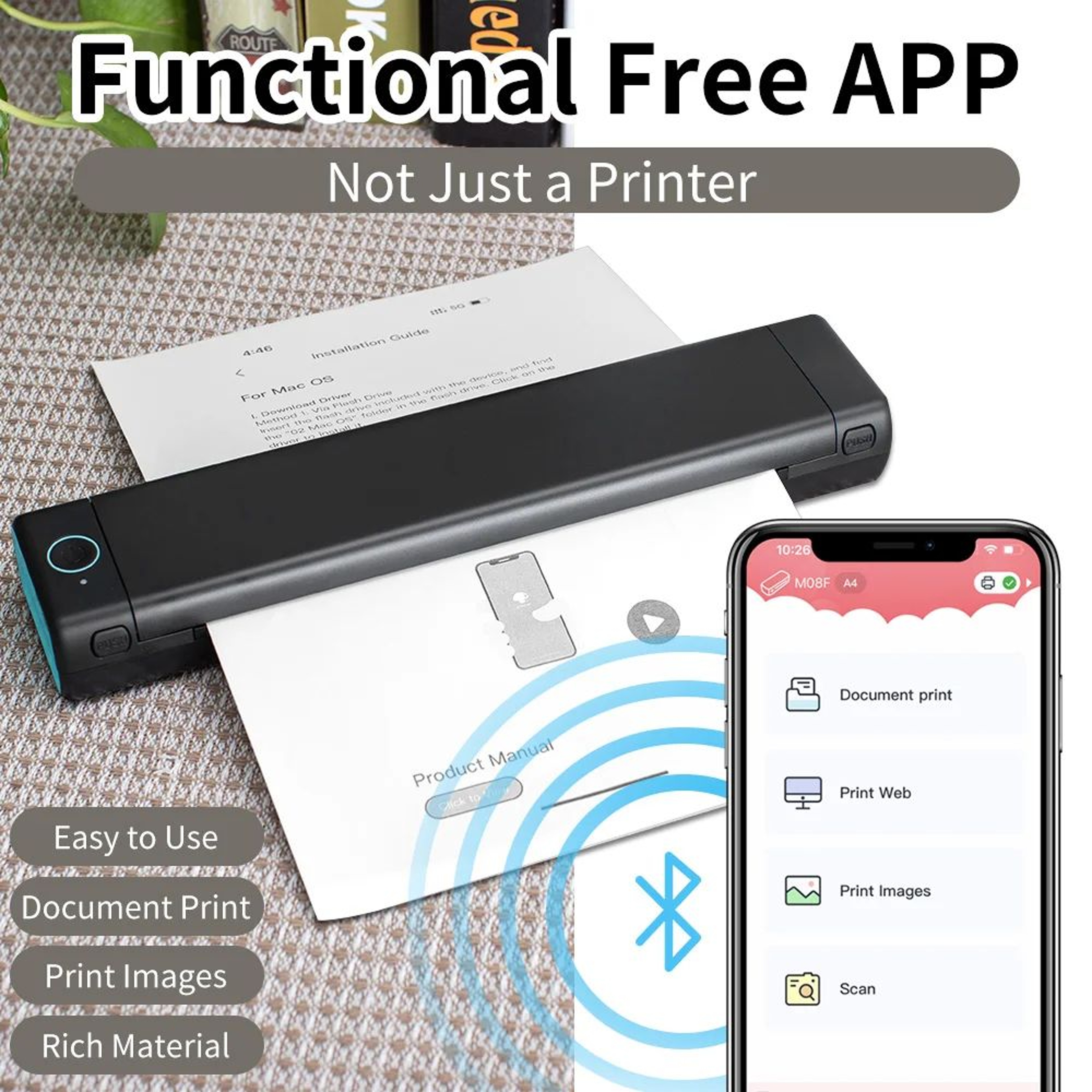 Phomemo M08F A4 Portable Wireless Thermal Printer For Travel Home And Office 4