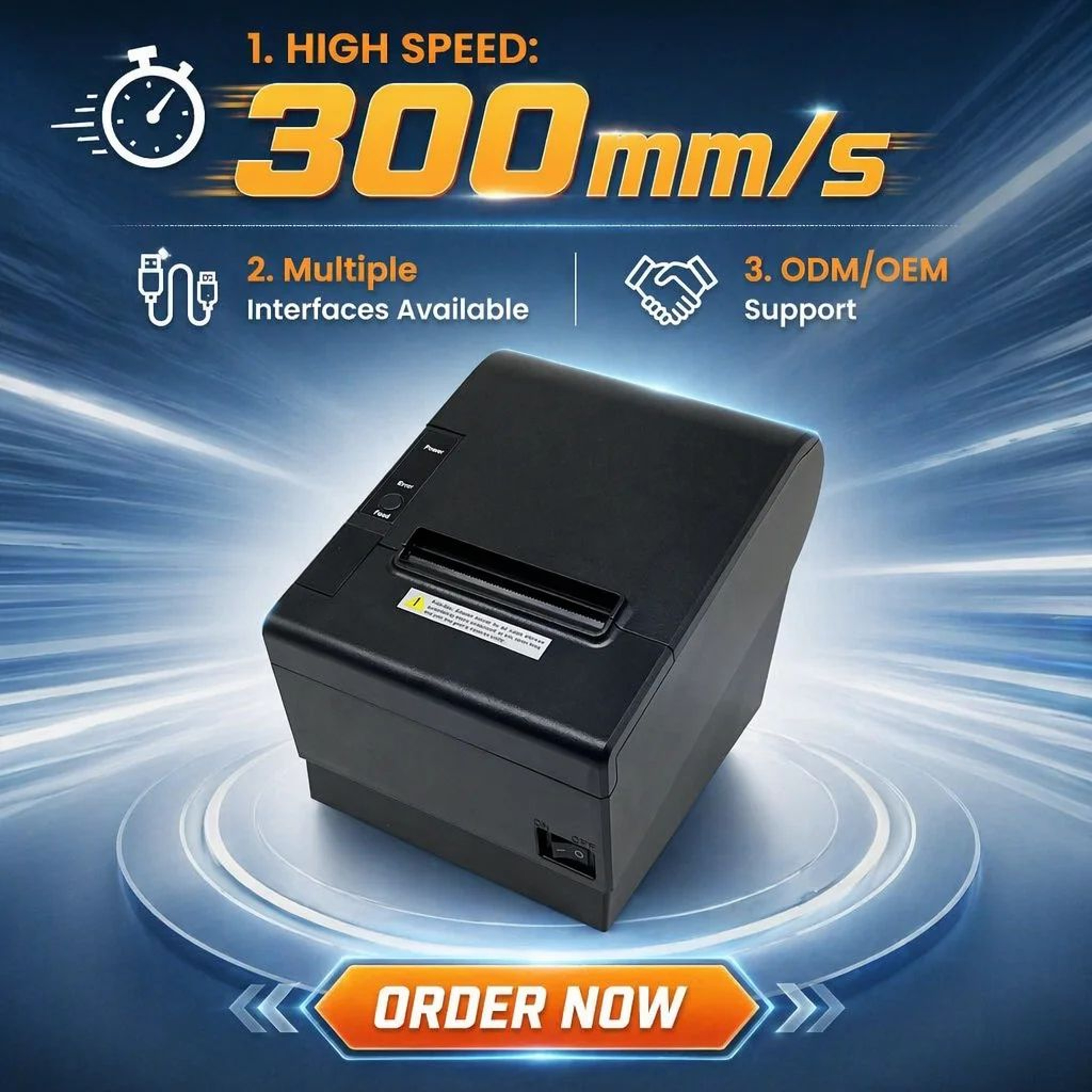 80mm Thermal POS Receipt Printer With Auto Cutter Bluetooth USB And WiFi 0