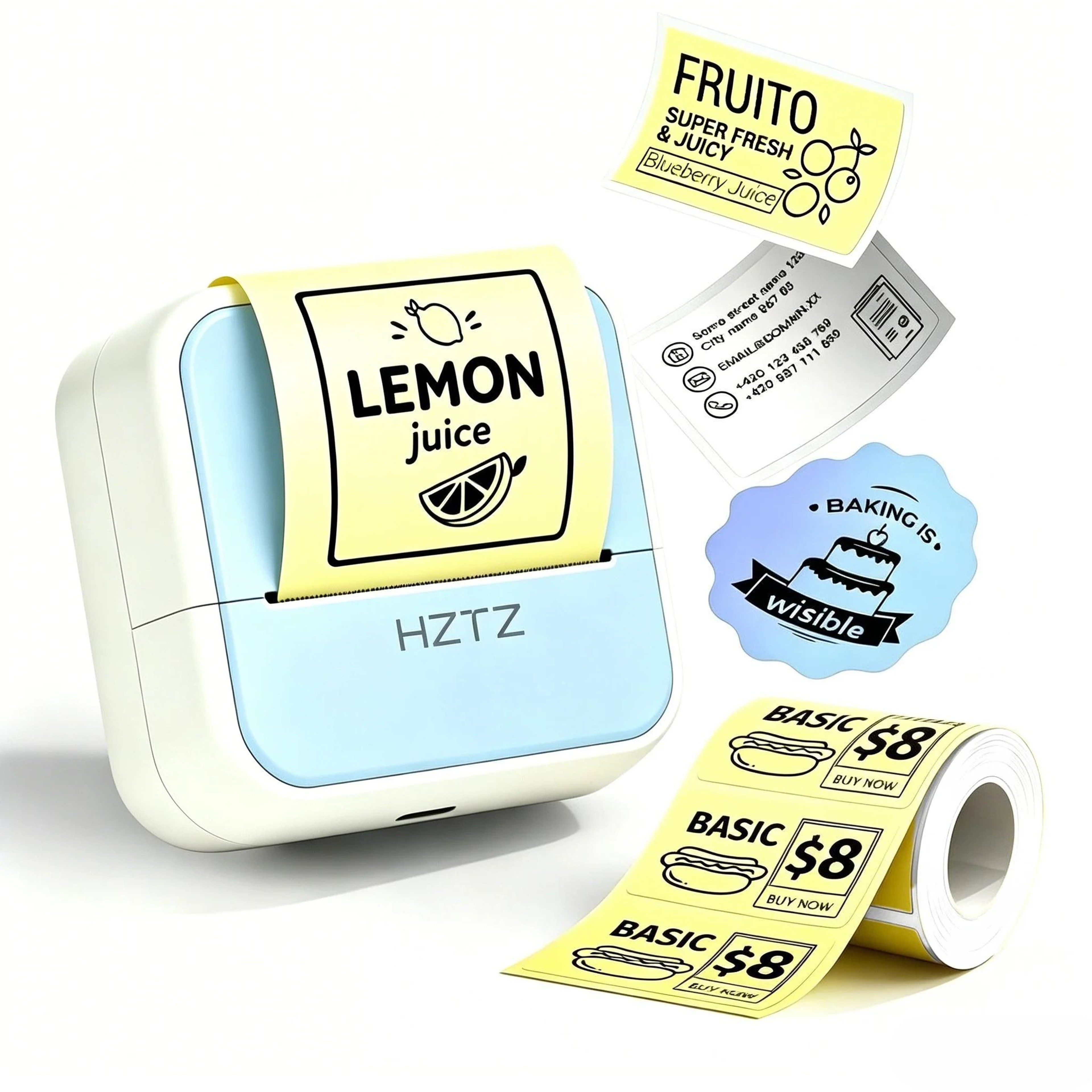 Wireless Portable Thermal Label Printer With 6 Rolls For Barcode And Sticker Printing 0