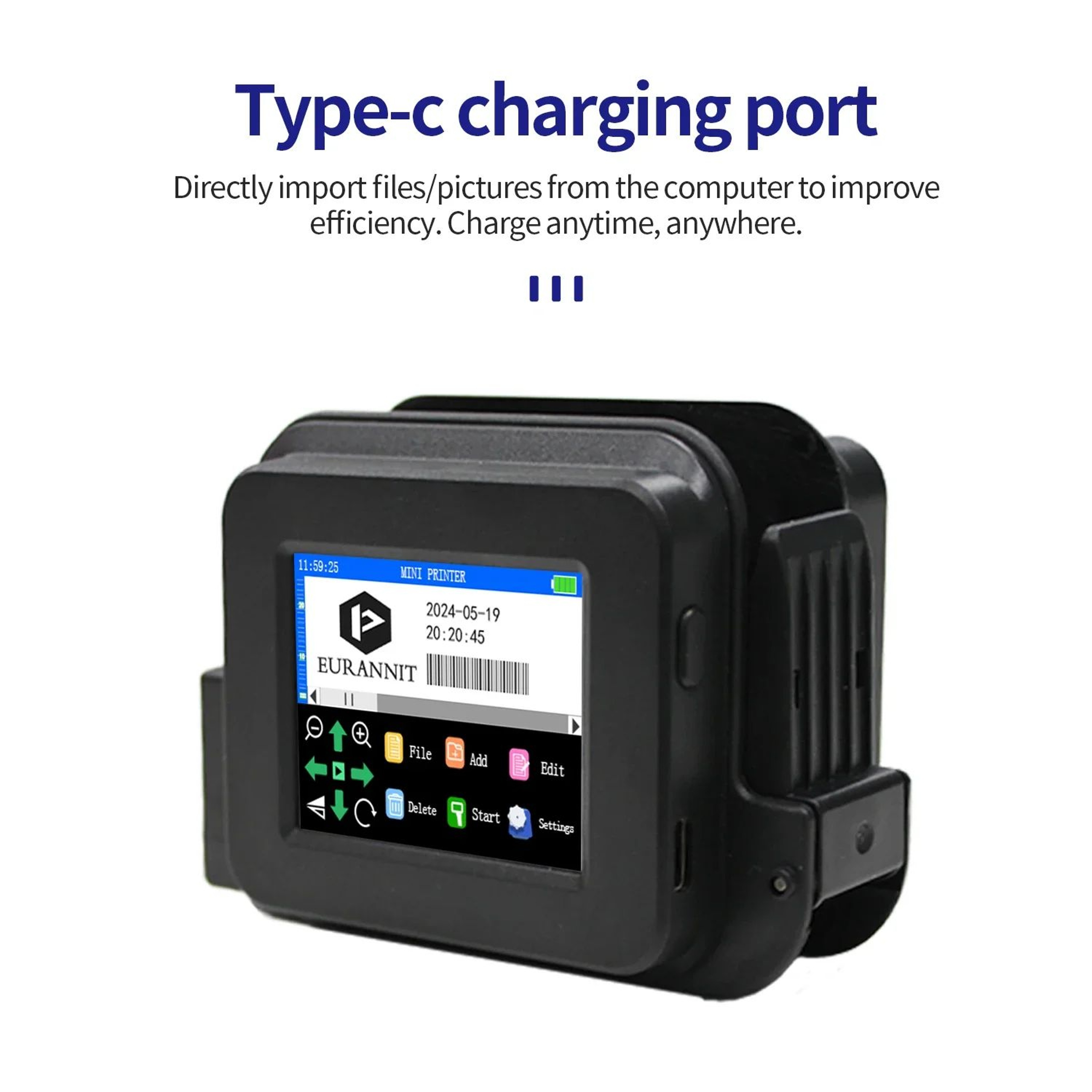 Portable Mini Handheld Inkjet Printer 127mm With Fast Dry Ink For Date Coding And Barcode Printing 3