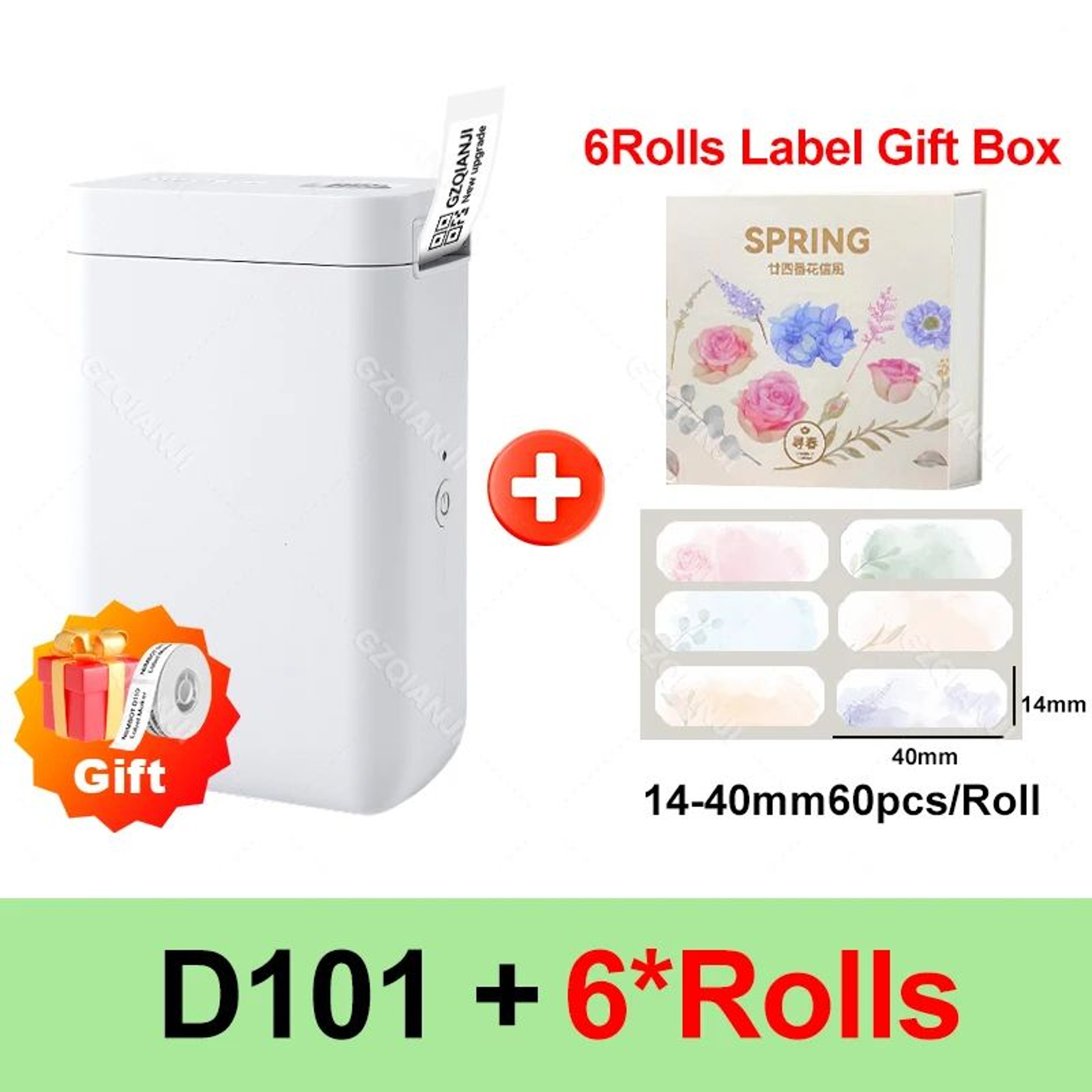 Portable Bluetooth Thermal Label Printer With 6 Or 9 Rolls Of Colorful Sticker Labels 10