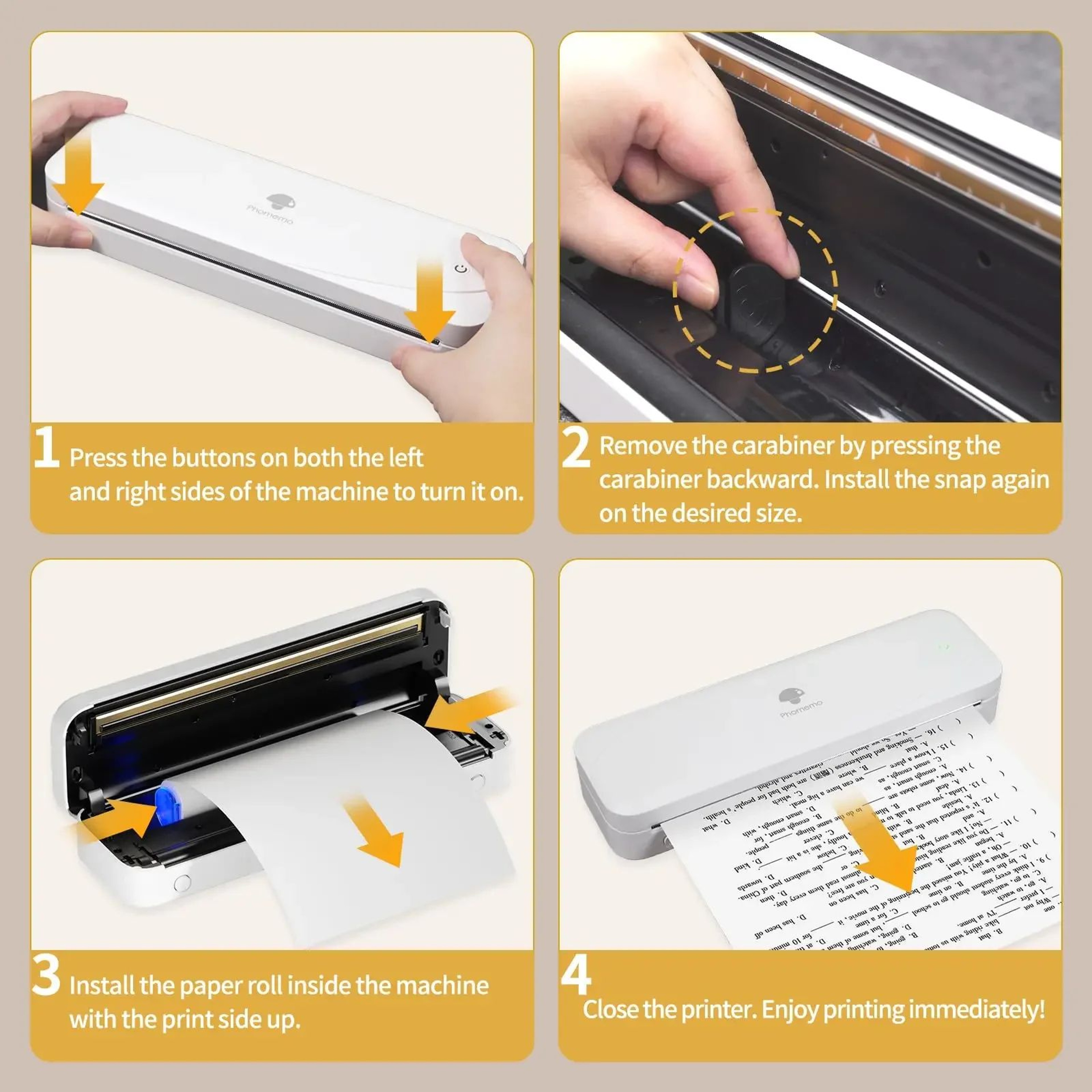 A4 QuickDry Thermal Printer Paper Rolls 4PCS For Portable Printers 4