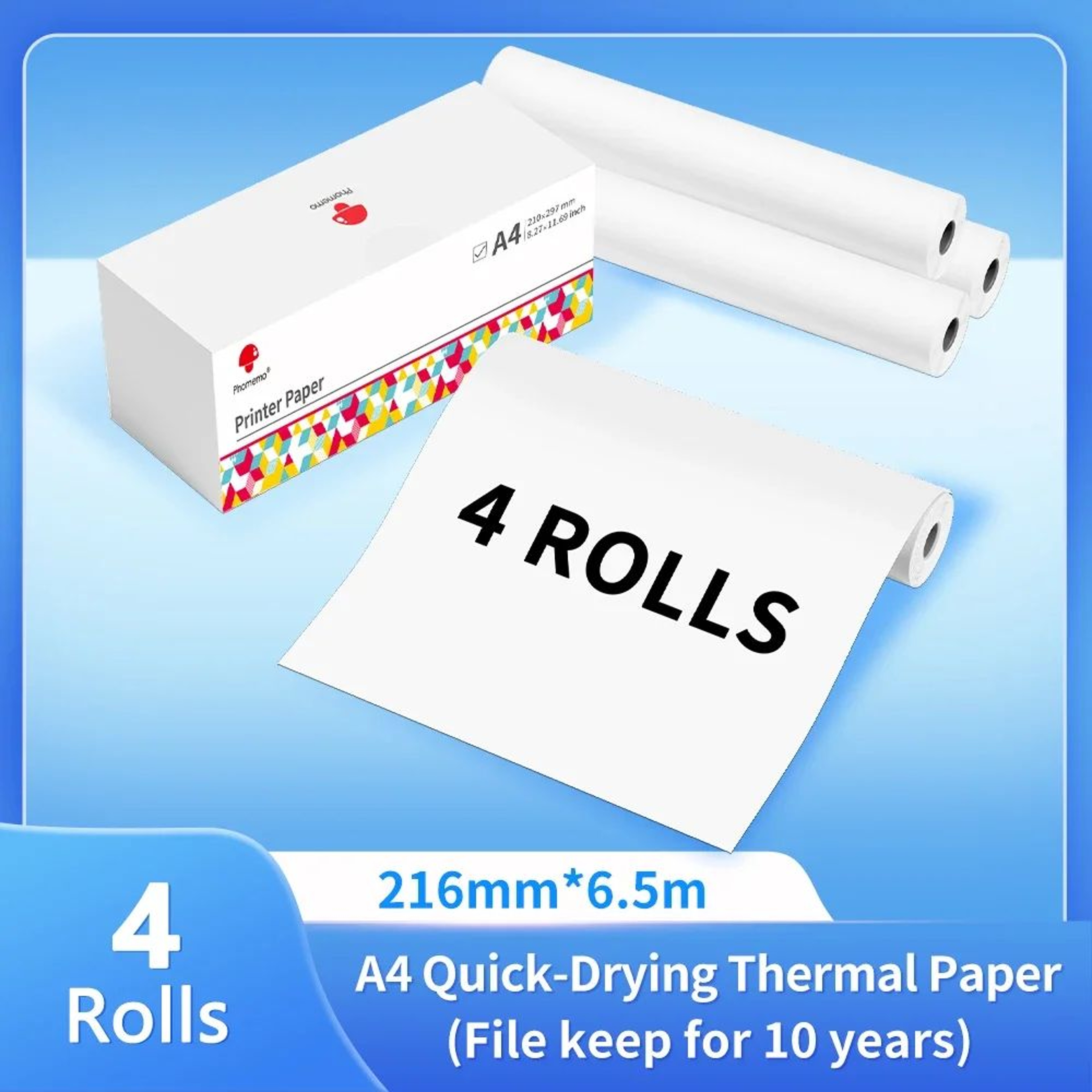 A4 QuickDry Thermal Printer Paper Rolls 4PCS For Portable Printers 6