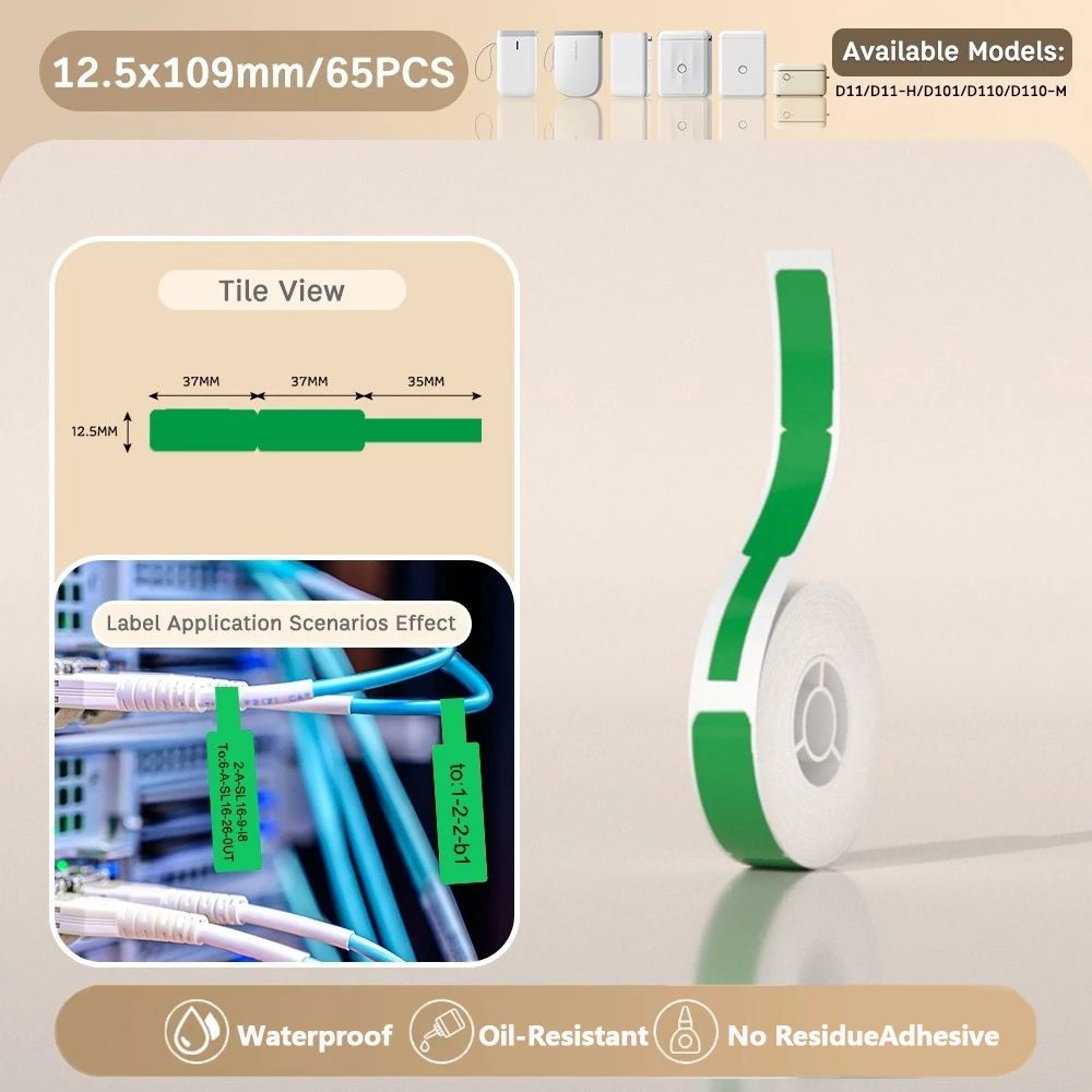Waterproof SelfAdhesive Cable Label Stickers For Thermal Printers 8