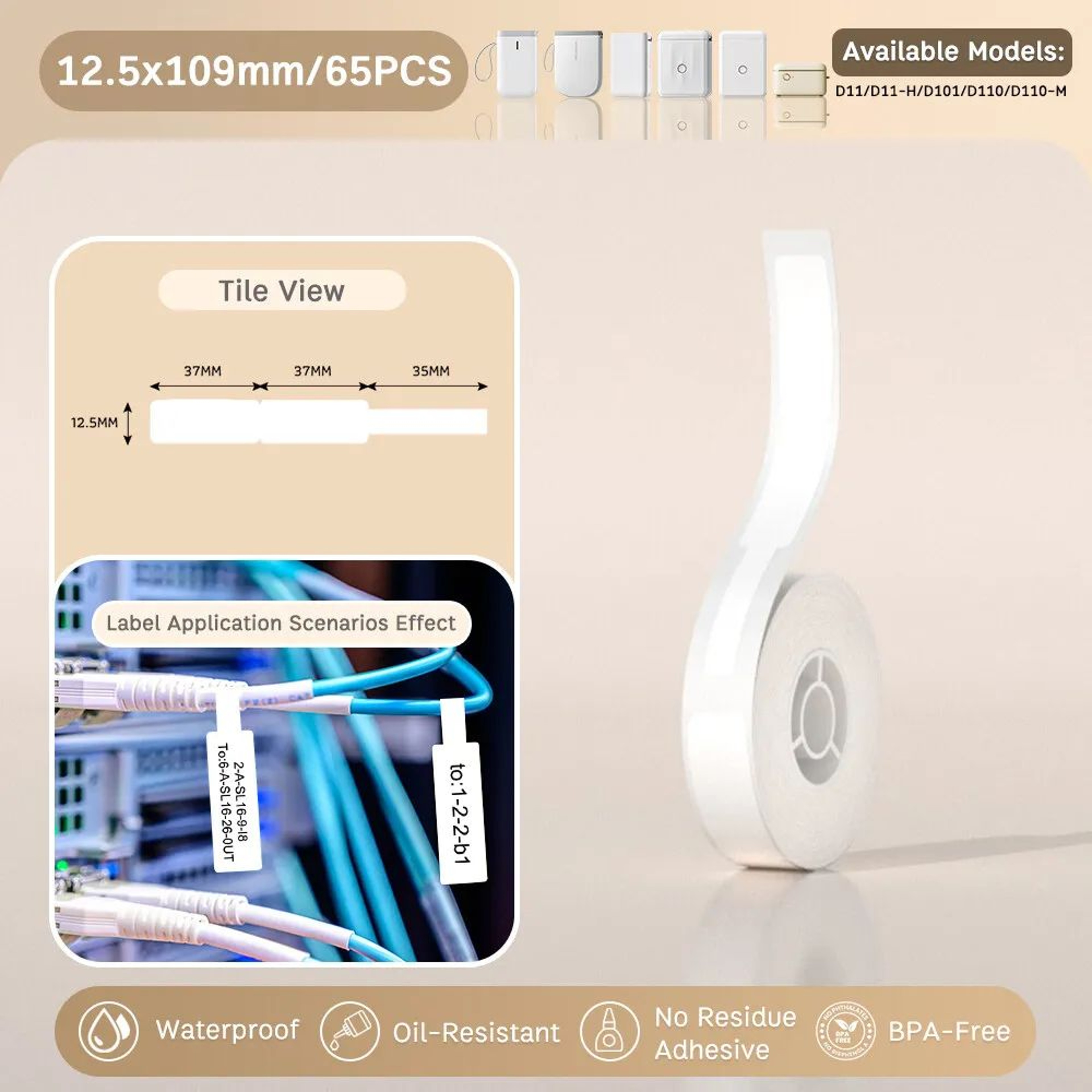 Waterproof SelfAdhesive Thermal Label Stickers For D11 D110 D101 Printers 5