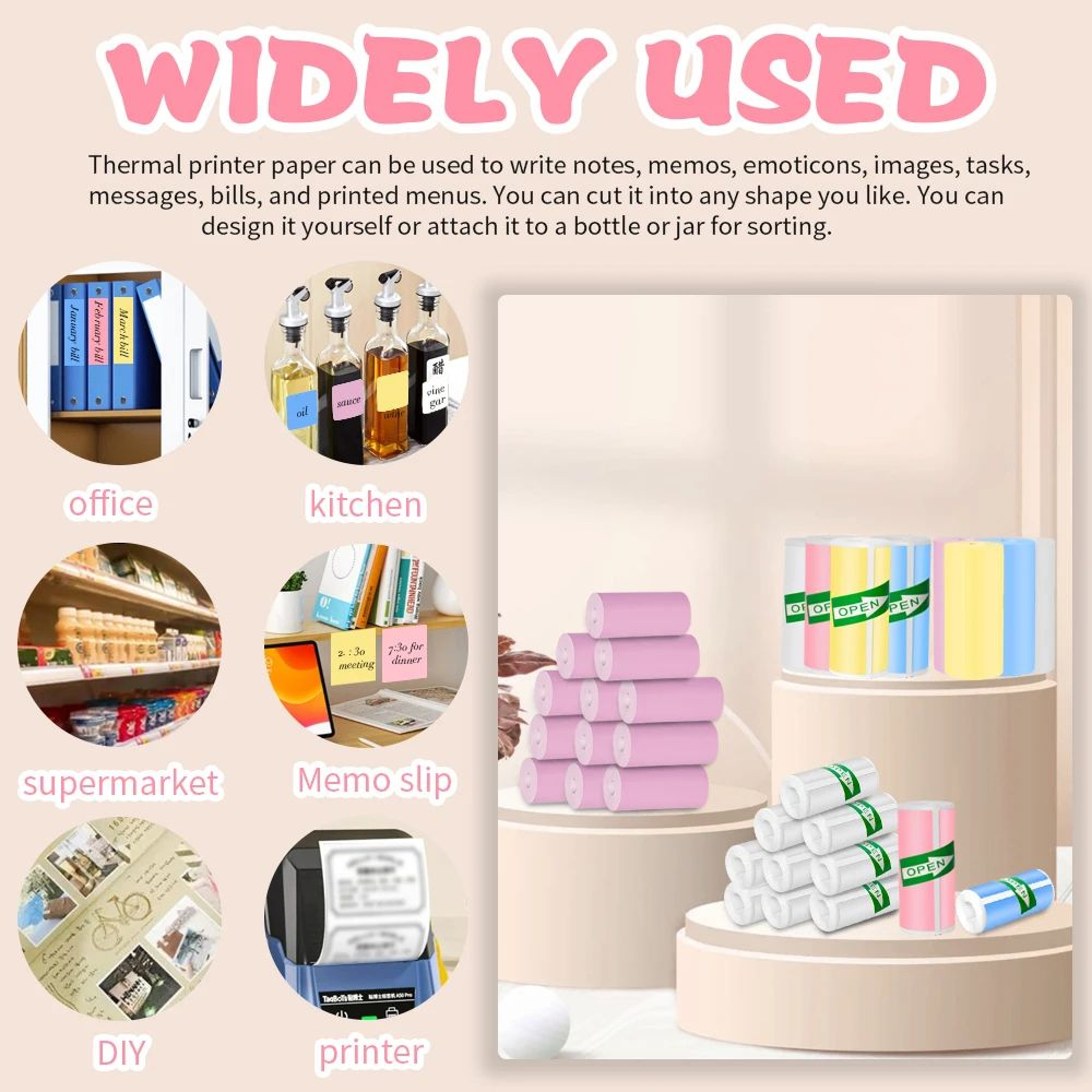 57mm SelfAdhesive Thermal Sticker Paper For Mini Printers And DIY Crafts 1