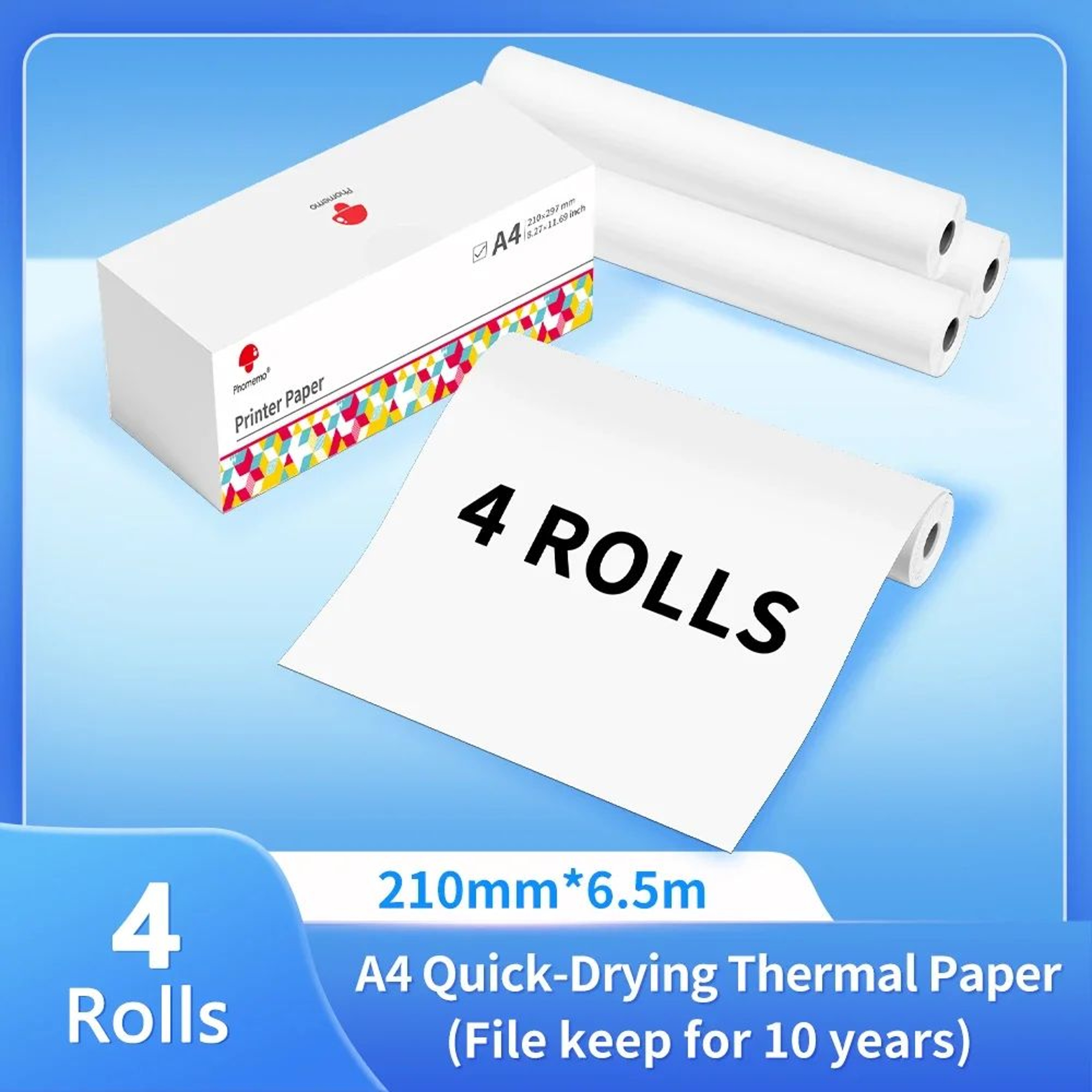 A4 QuickDry Continuous Thermal Printer Paper Rolls For Portable Inkless Printing 12