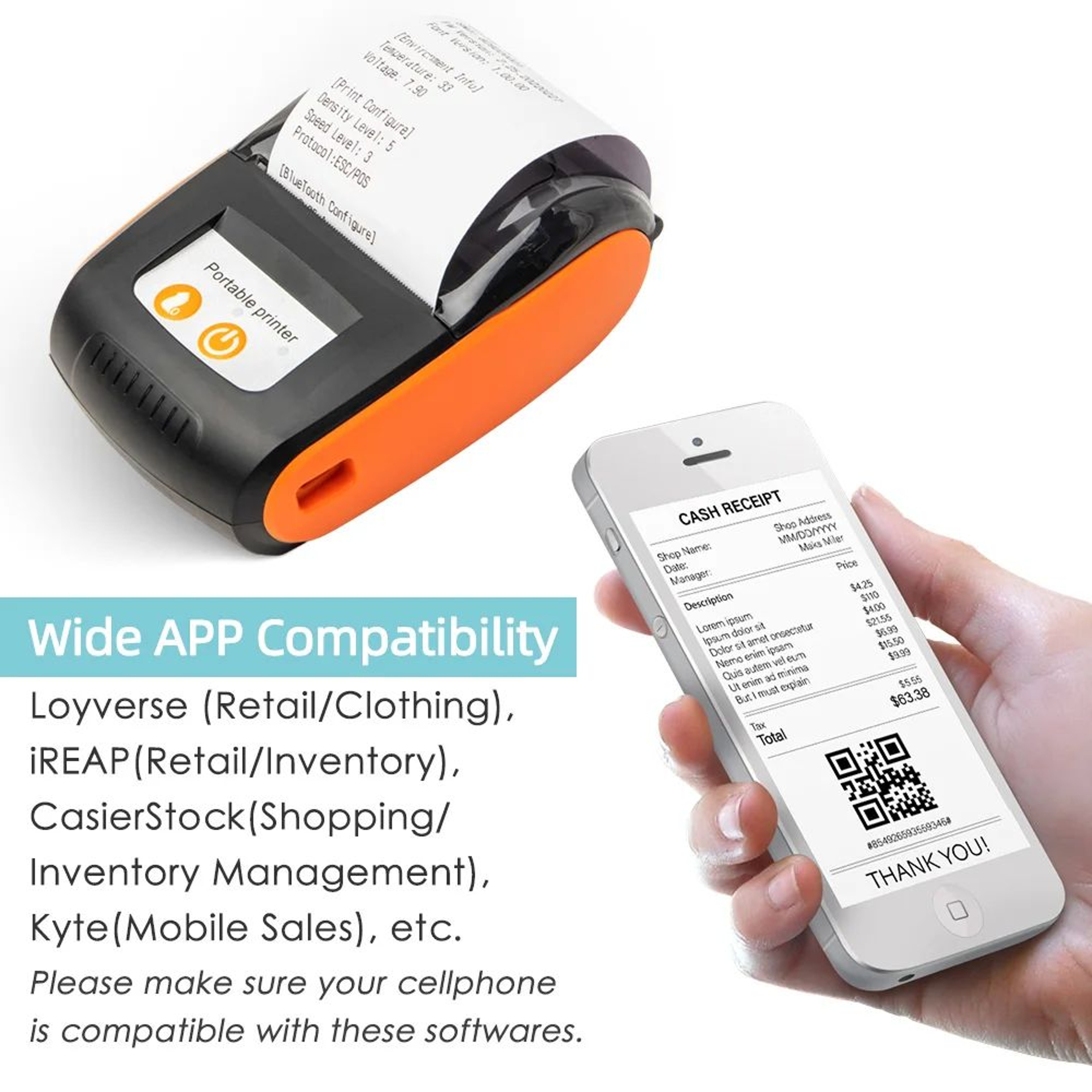 58mm Portable Bluetooth Thermal Receipt Printer With USB Connectivity And 203 DPI 4