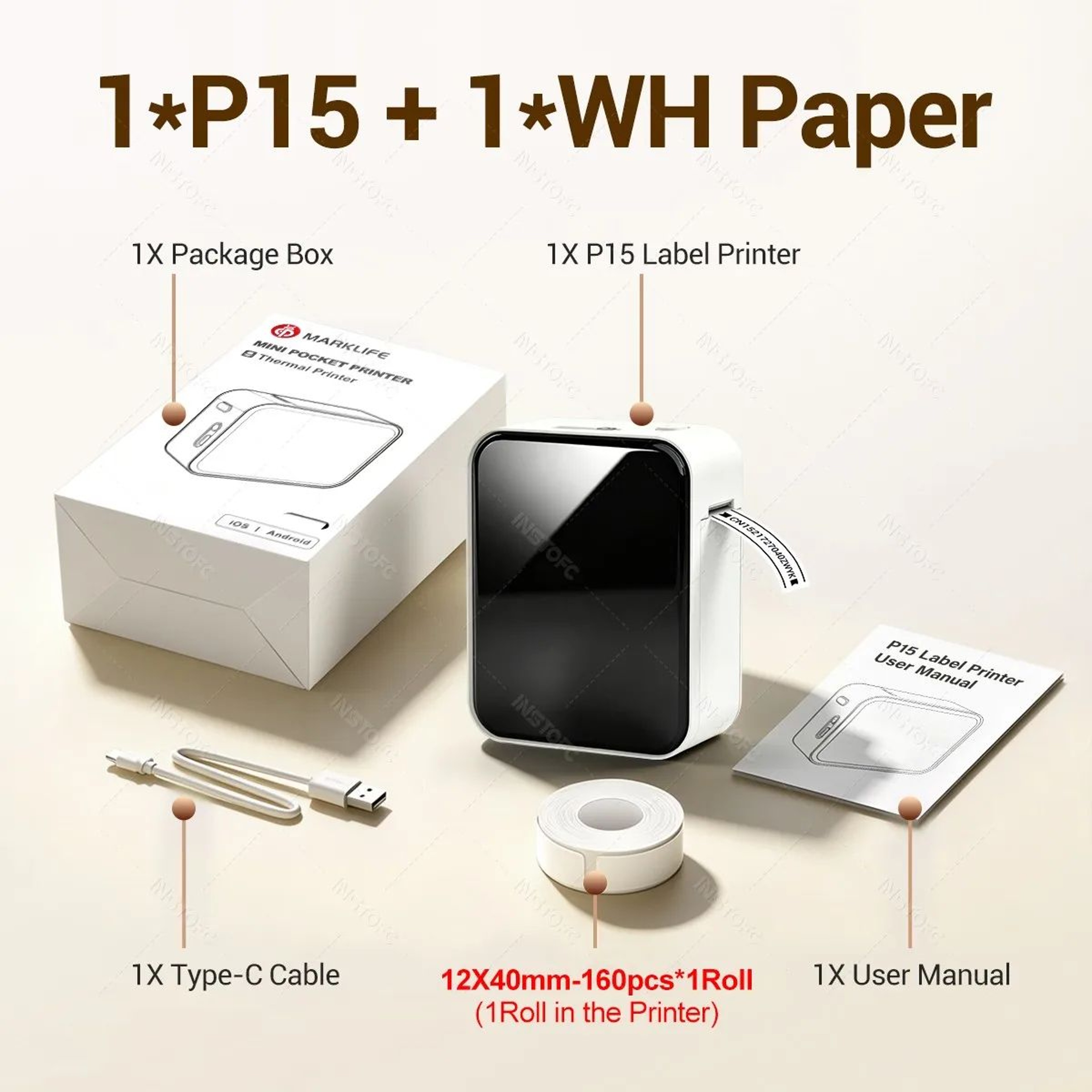 Mini Portable Inkless Thermal Label Printer With SelfAdhesive Stickers 6