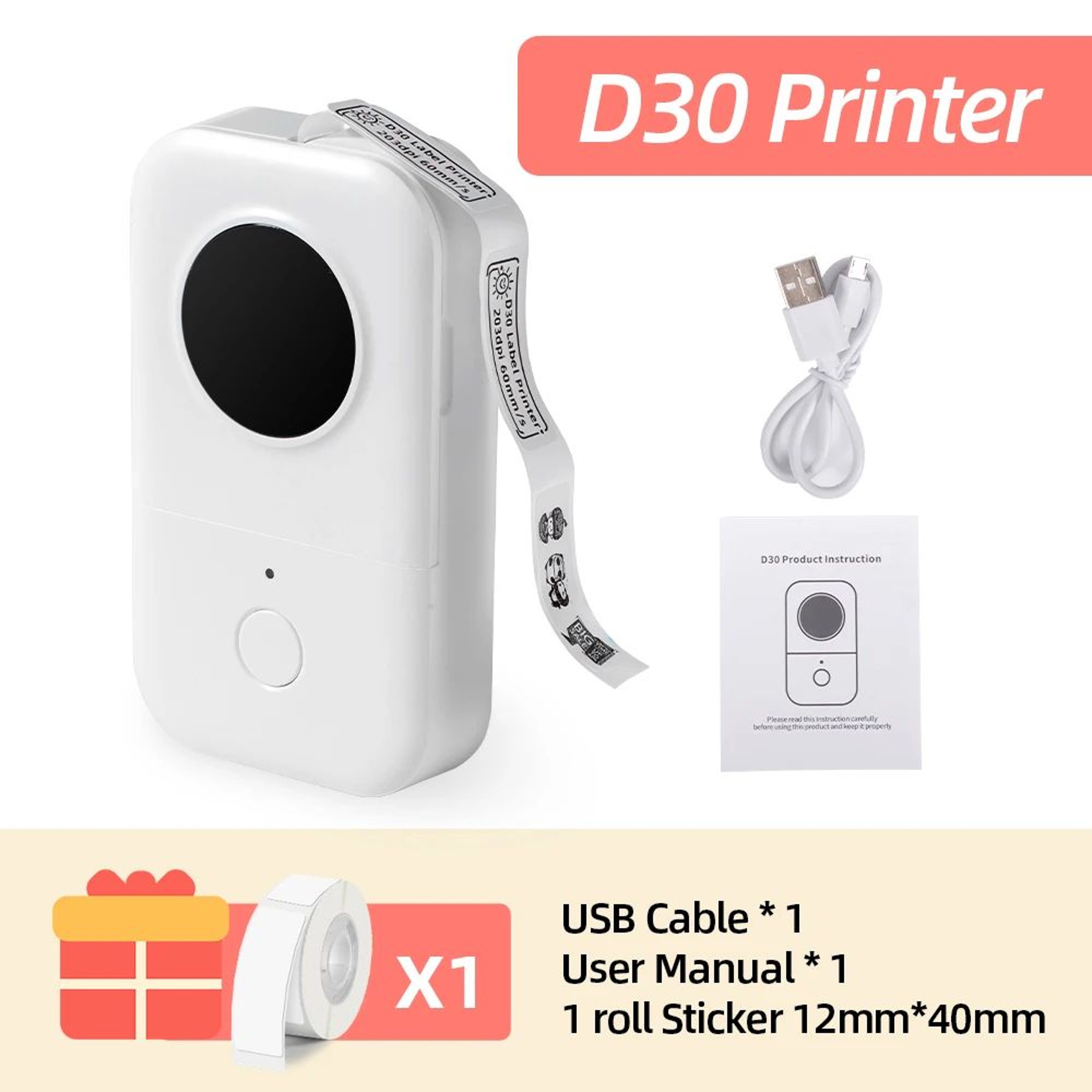 D30 Mini Wireless Bluetooth Thermal Label Maker Portable Inkless Sticker Printer 6