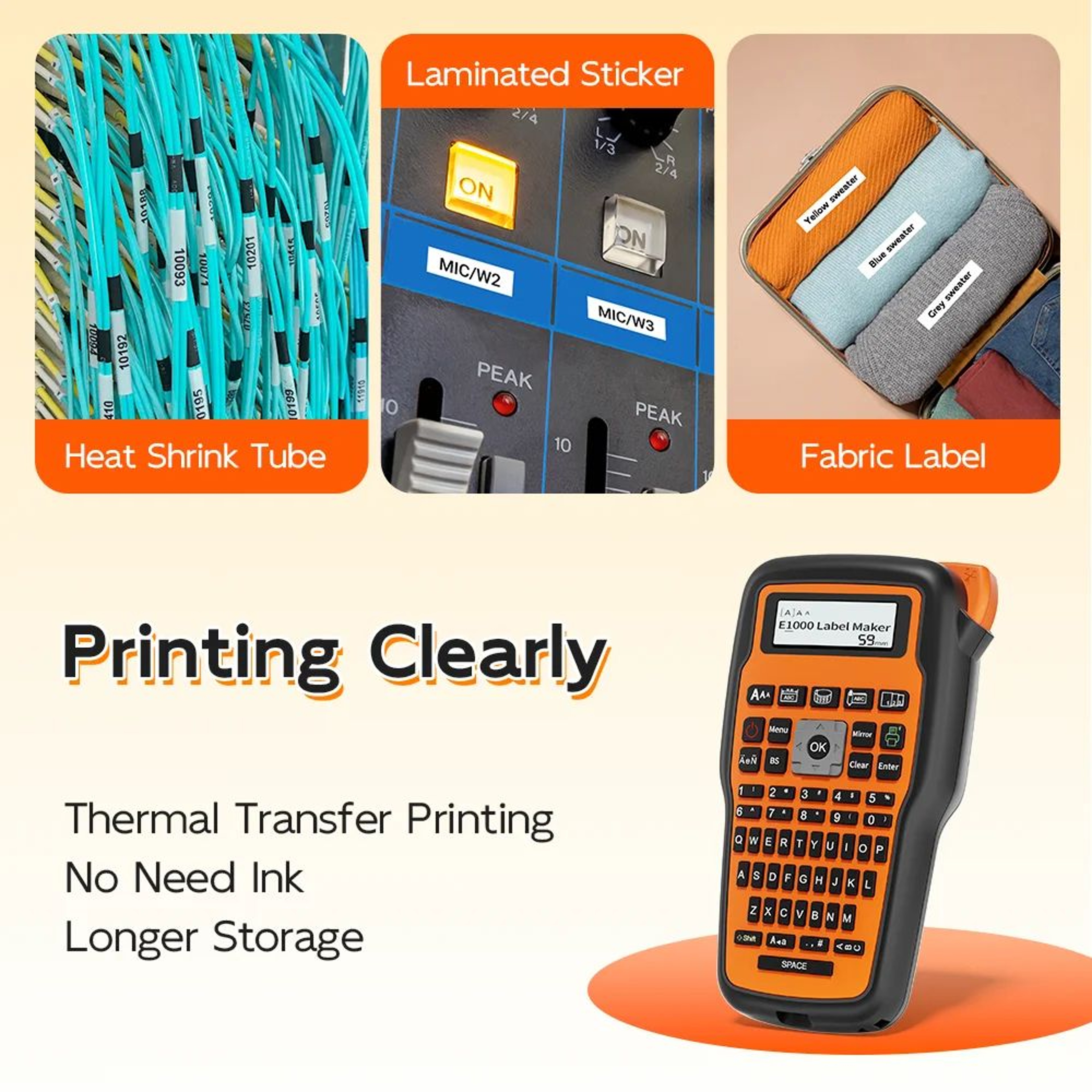 Portable 203 DPI Handheld Label Printer With 612mm Tape Compatibility 2