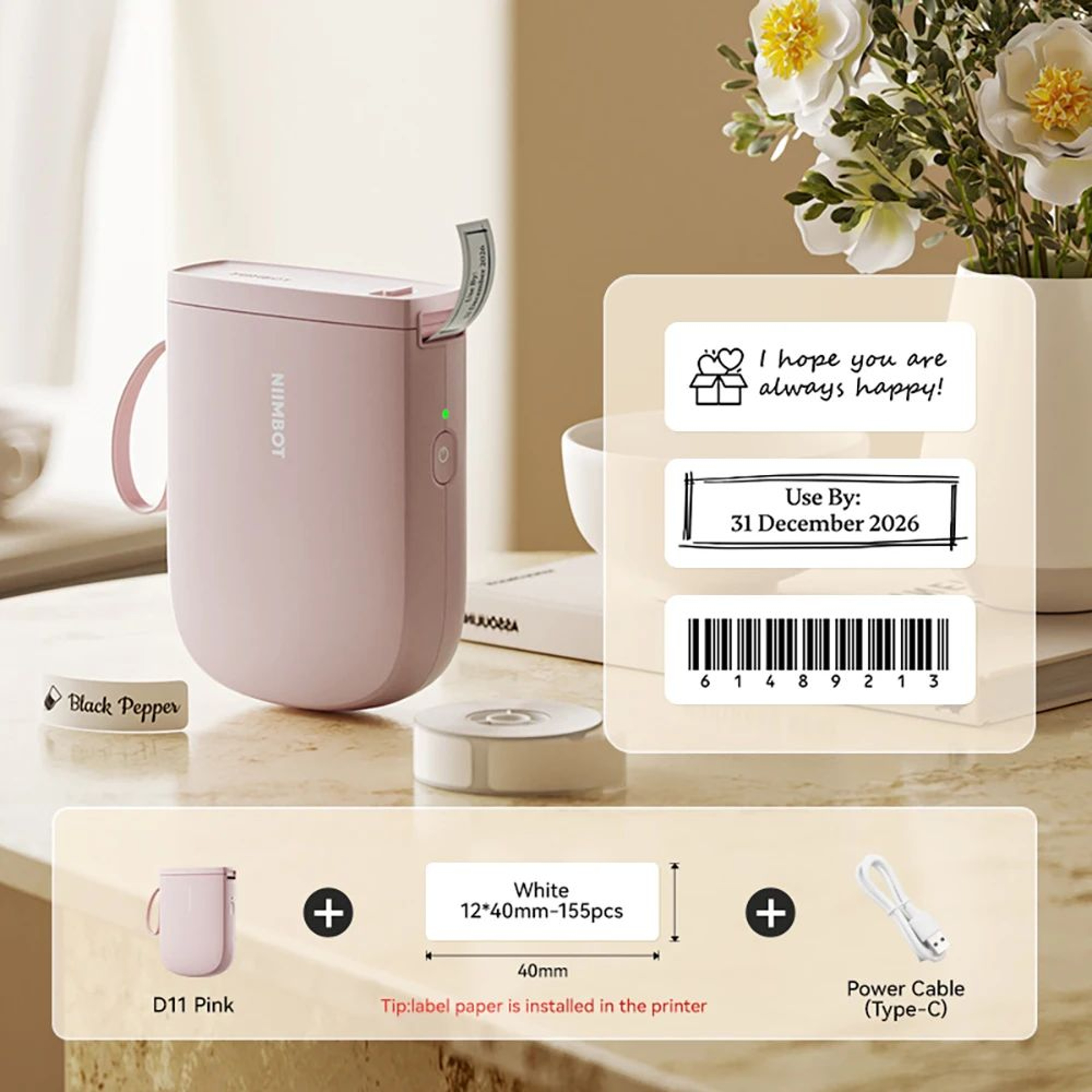Mini Bluetooth Thermal Label Printer D11 Portable Inkless Sticker Maker 7