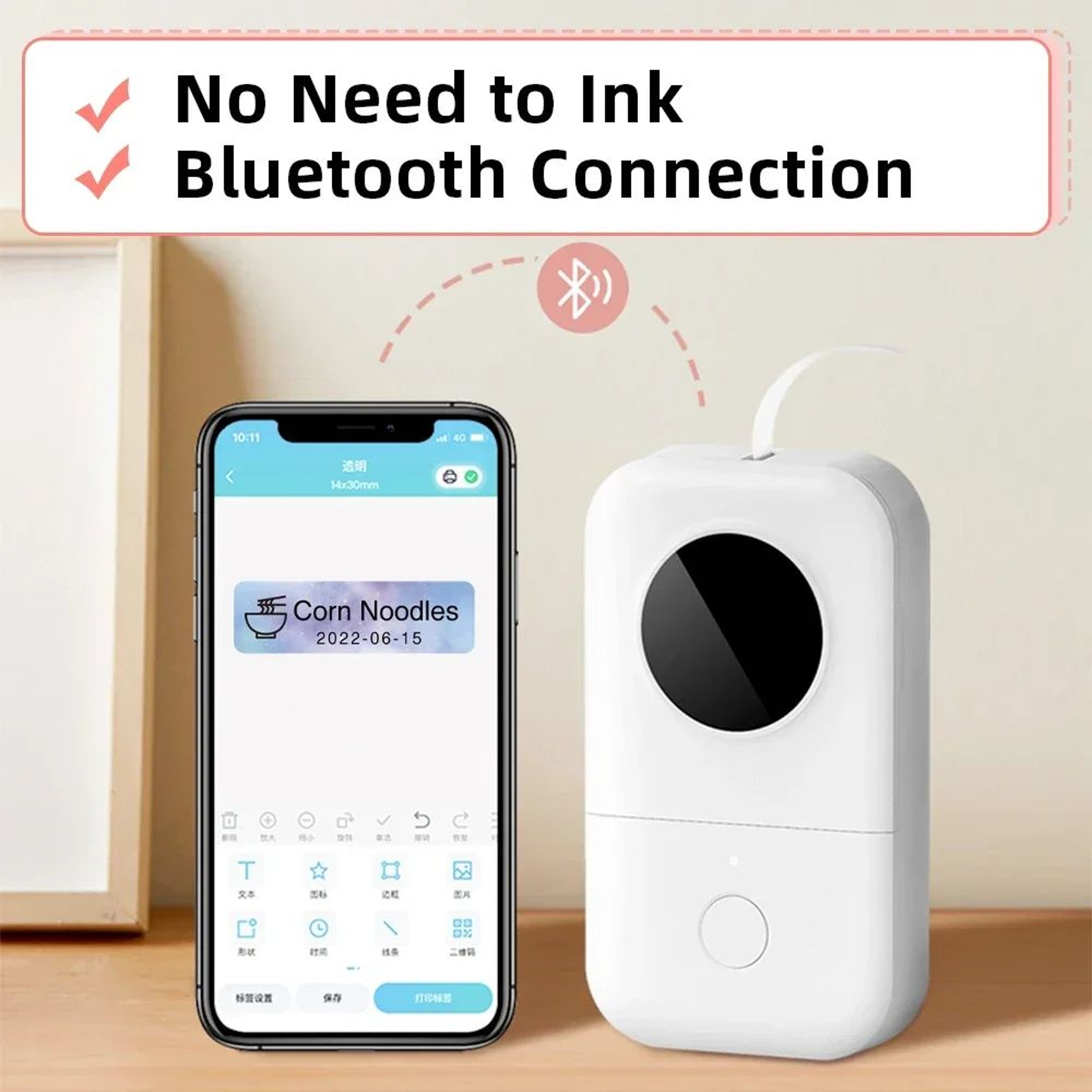 Mini Bluetooth Thermal Label Maker Portable Inkless Sticker Printer 0