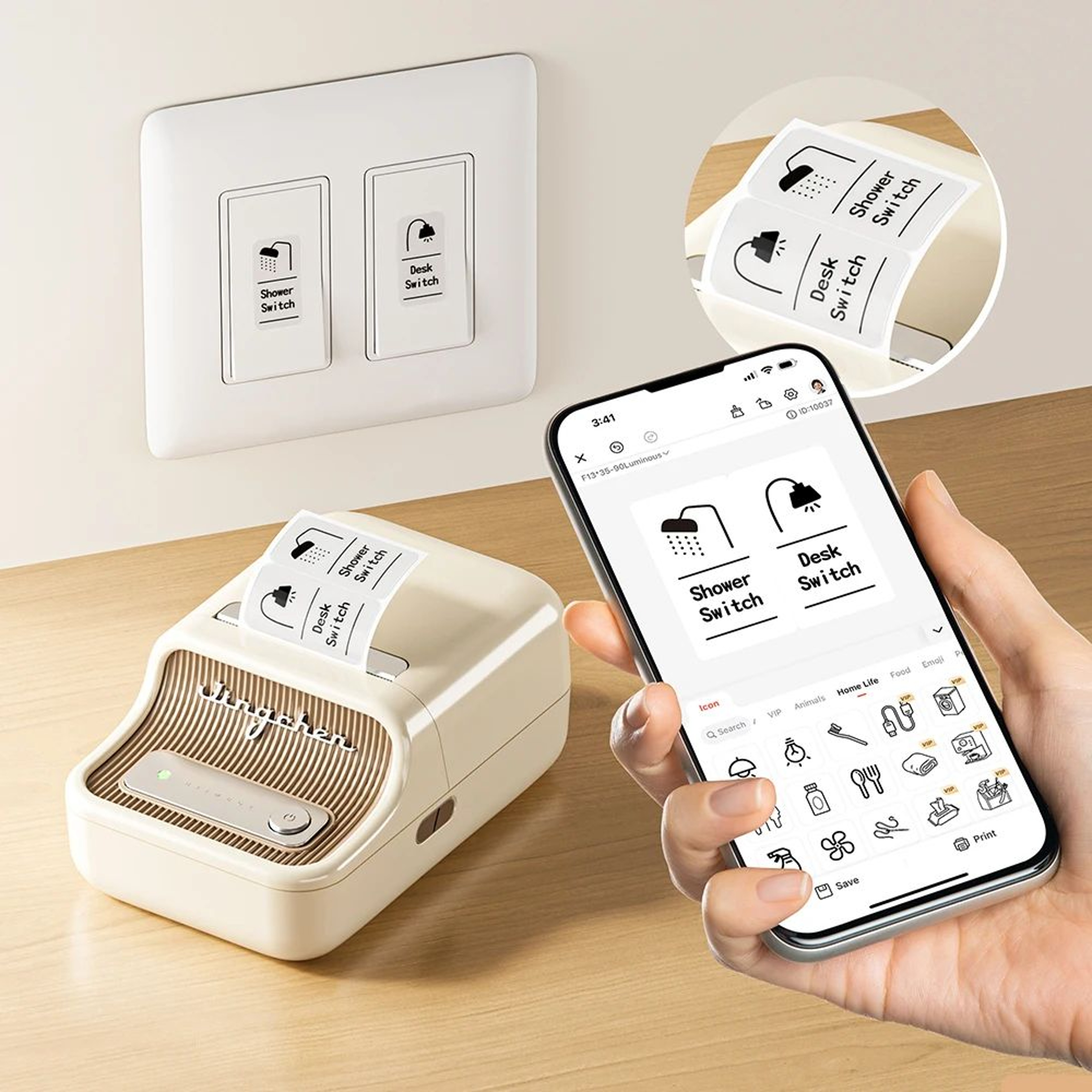 Portable Wireless Thermal Label Printer 2050mm Inkless Sticker Maker For Home And Office 1