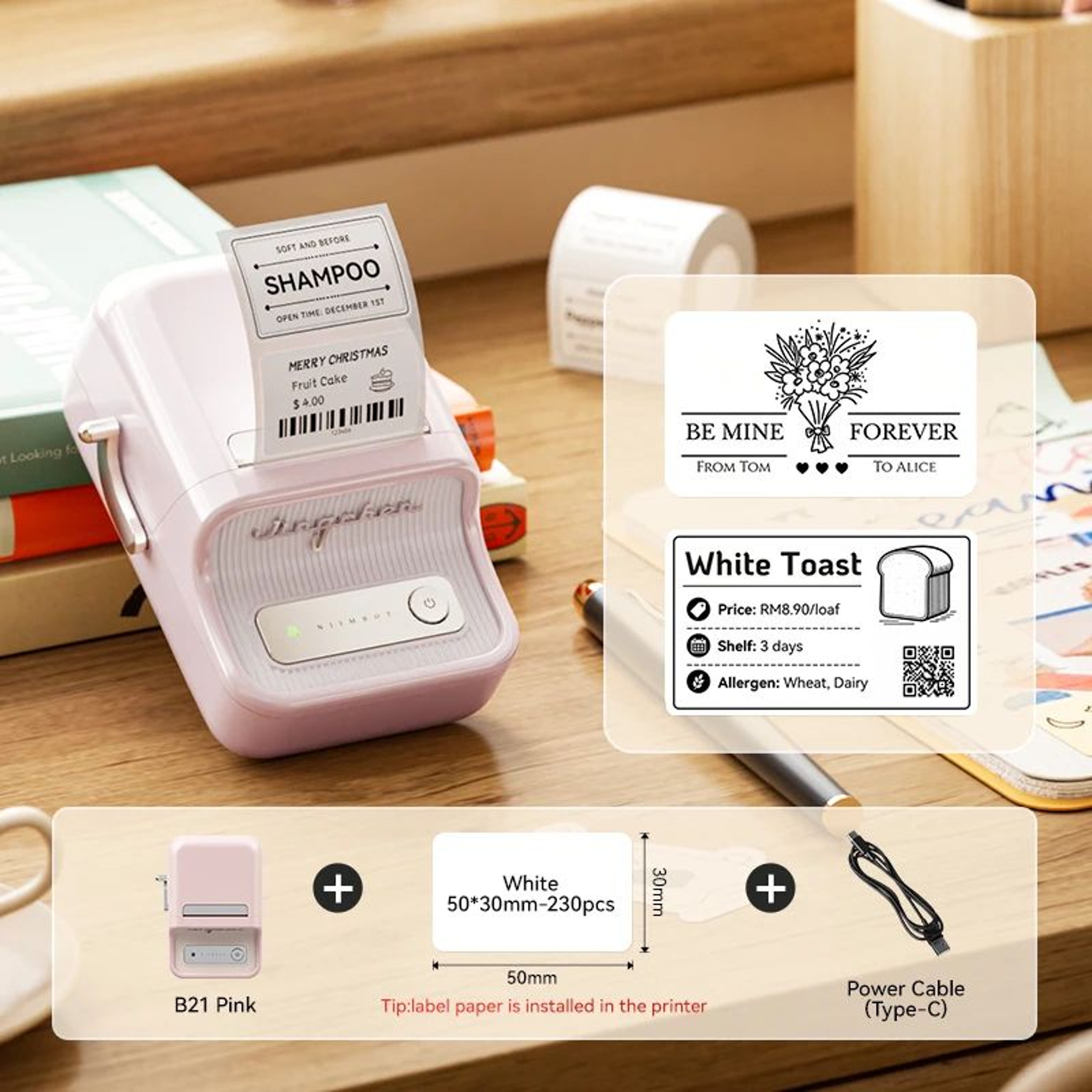 Portable Wireless Thermal Label Printer 2050mm Inkless Sticker Maker For Home And Office 7