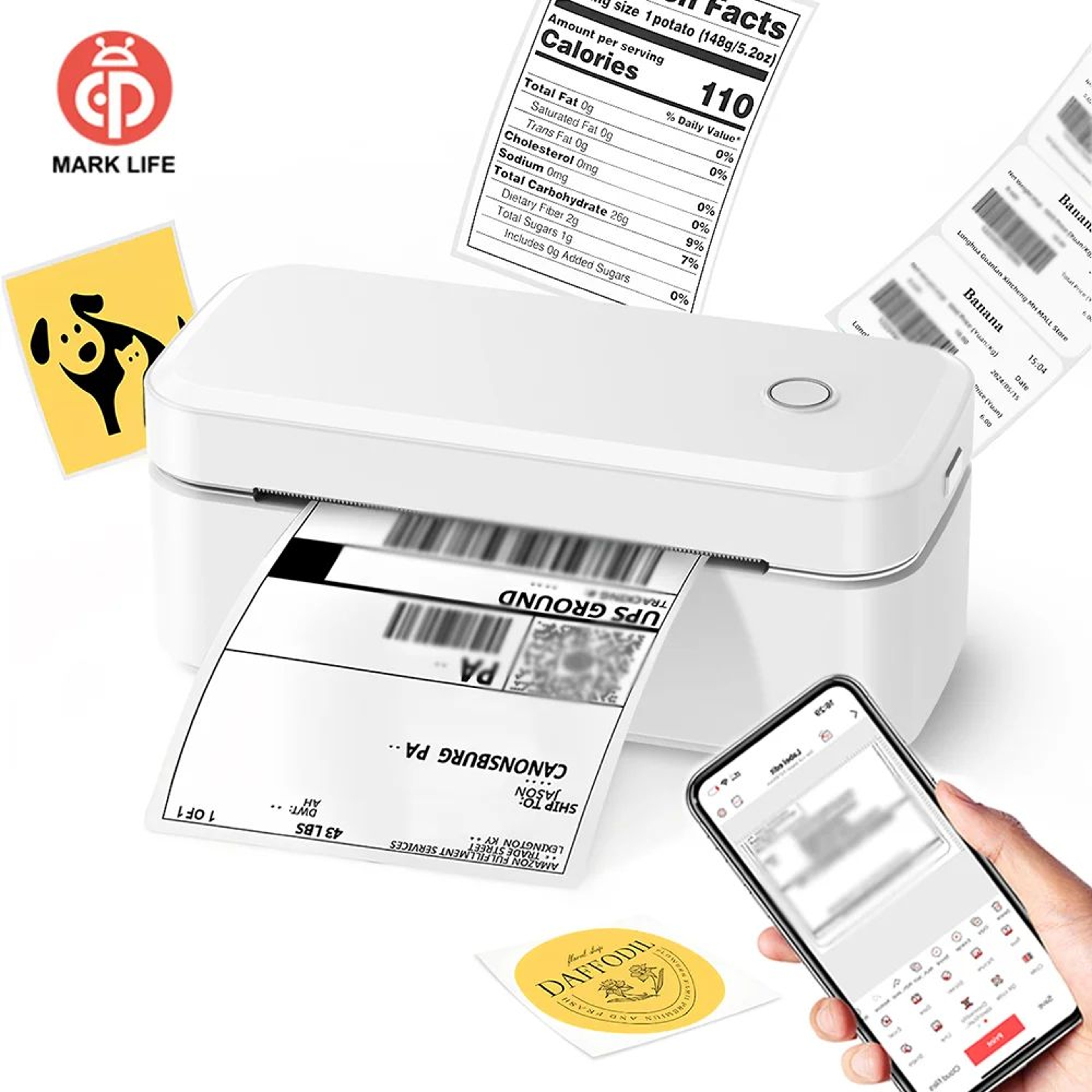 4x6 Inch Bluetooth Thermal Shipping Label Printer For Small Business And Packages 0