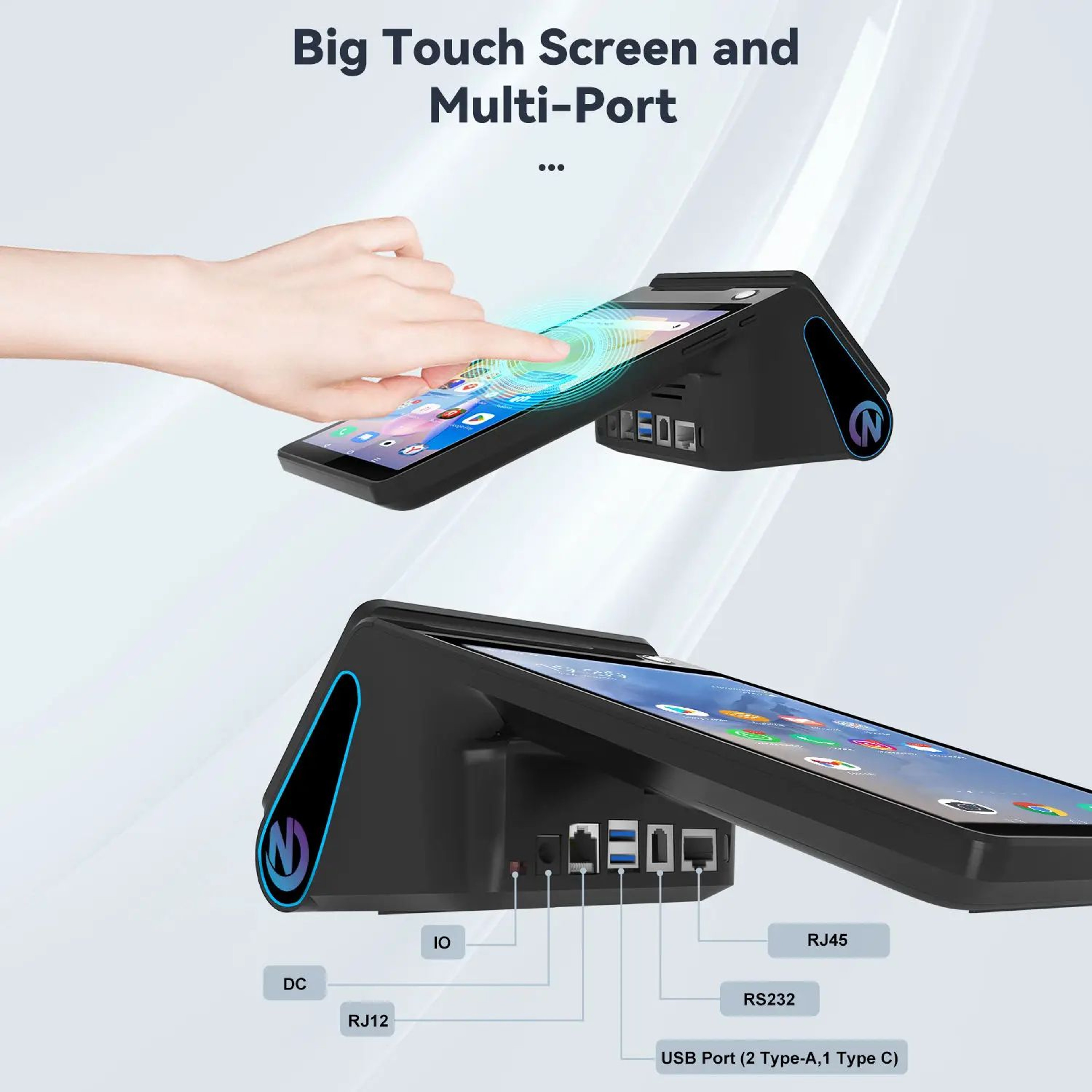 Android 14 Dual Screen POS Cash Register With 8 Inch Touchscreen NFC Scanner And Thermal Printer 5