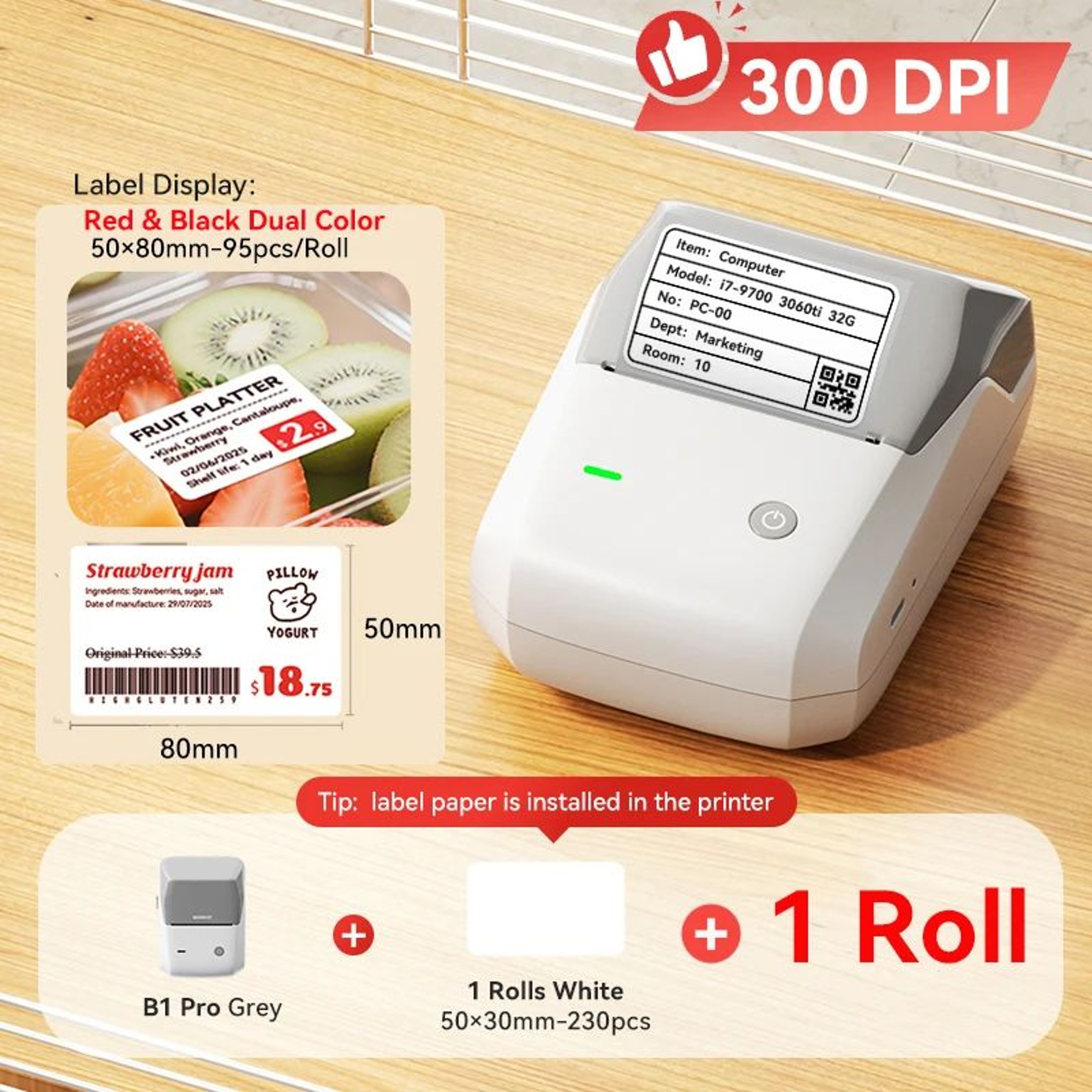 300 DPI HighResolution Portable Thermal Label Printer For Home And Business 17