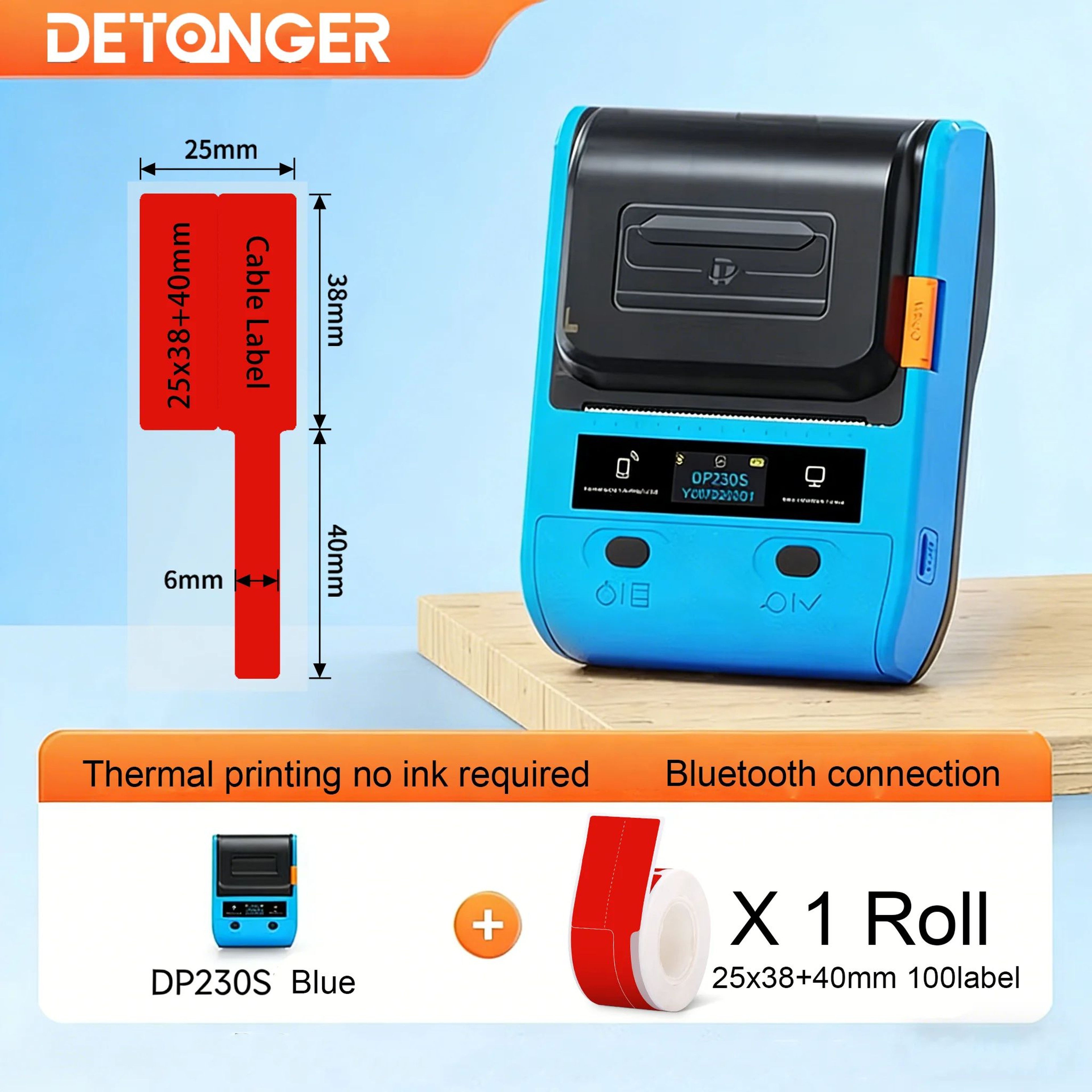 Portable 64mm Bluetooth Thermal Cable Label Printer For Barcode And QR Code Printing 12