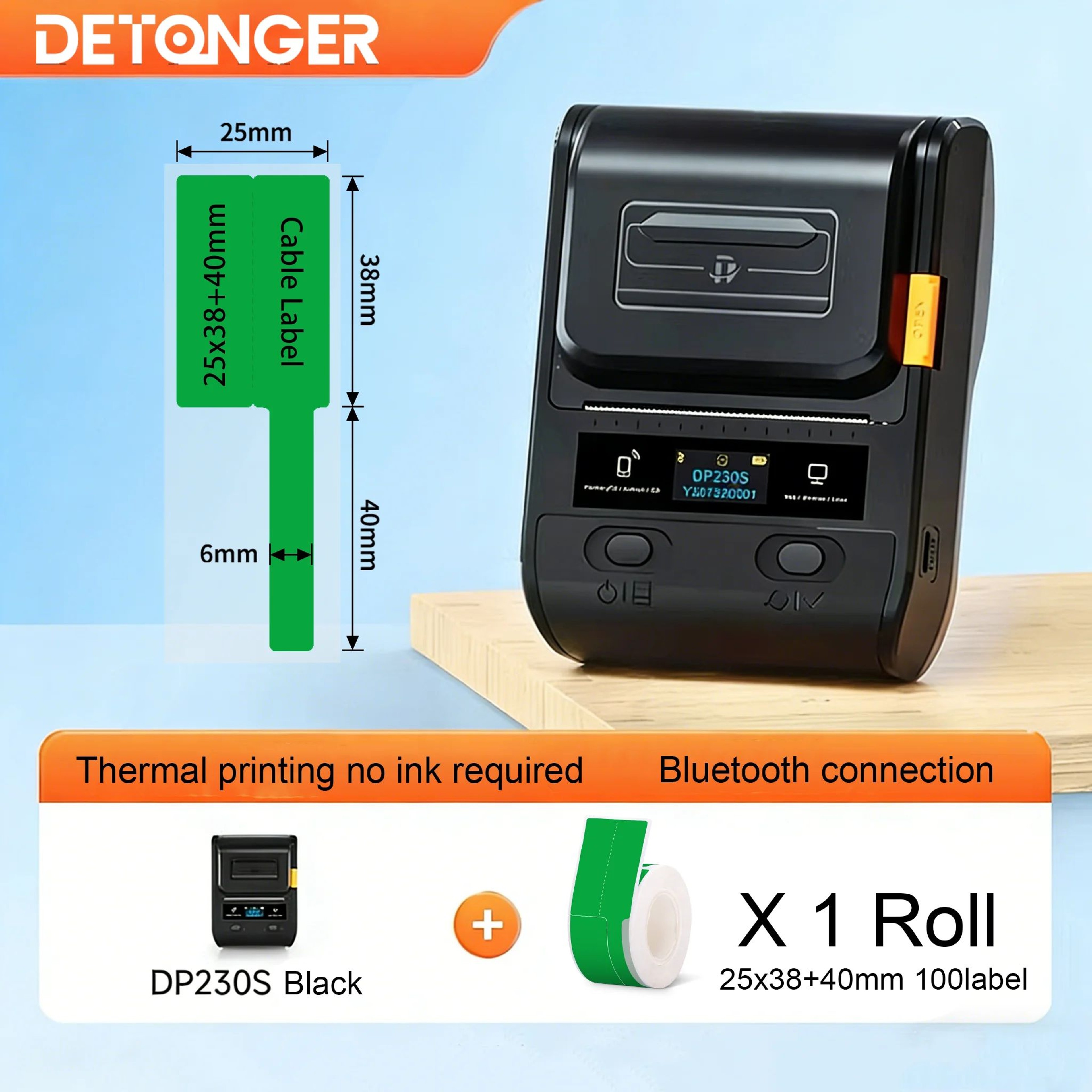 Portable 64mm Bluetooth Thermal Cable Label Printer For Barcode And QR Code Printing 15